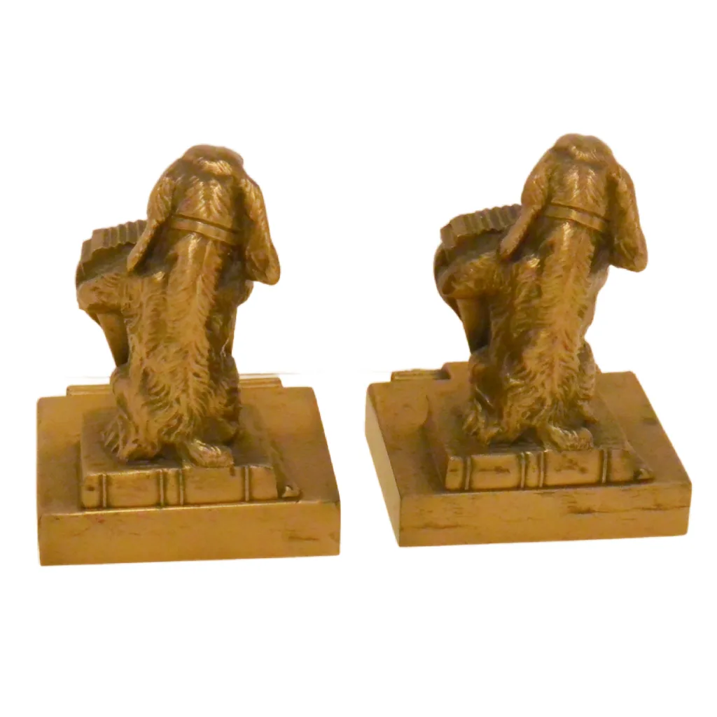 Antique Brass Dogs Playing Accordions Bookends - Image 5