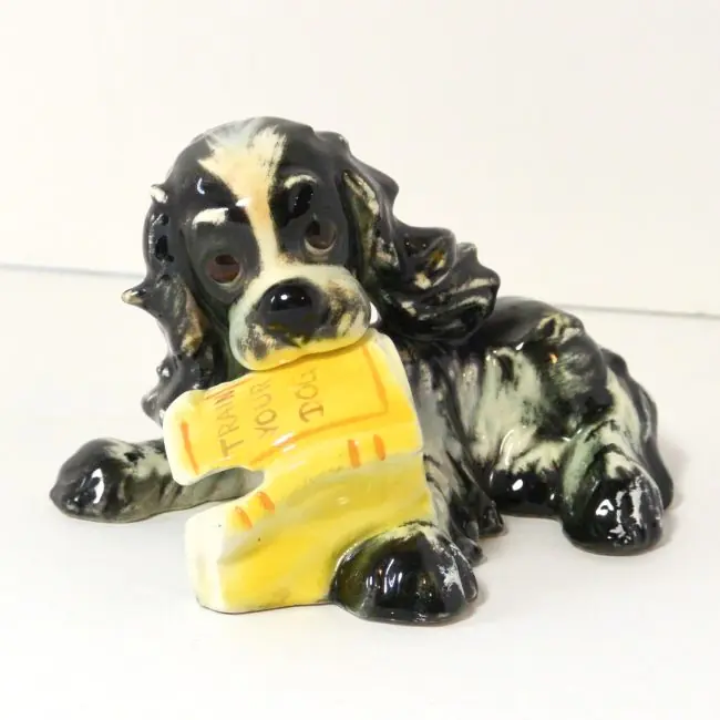 Goebel Butch series Spaniel porcelain figurine, cheerful hand-painted Bavarian dog collectible with warm earth tones