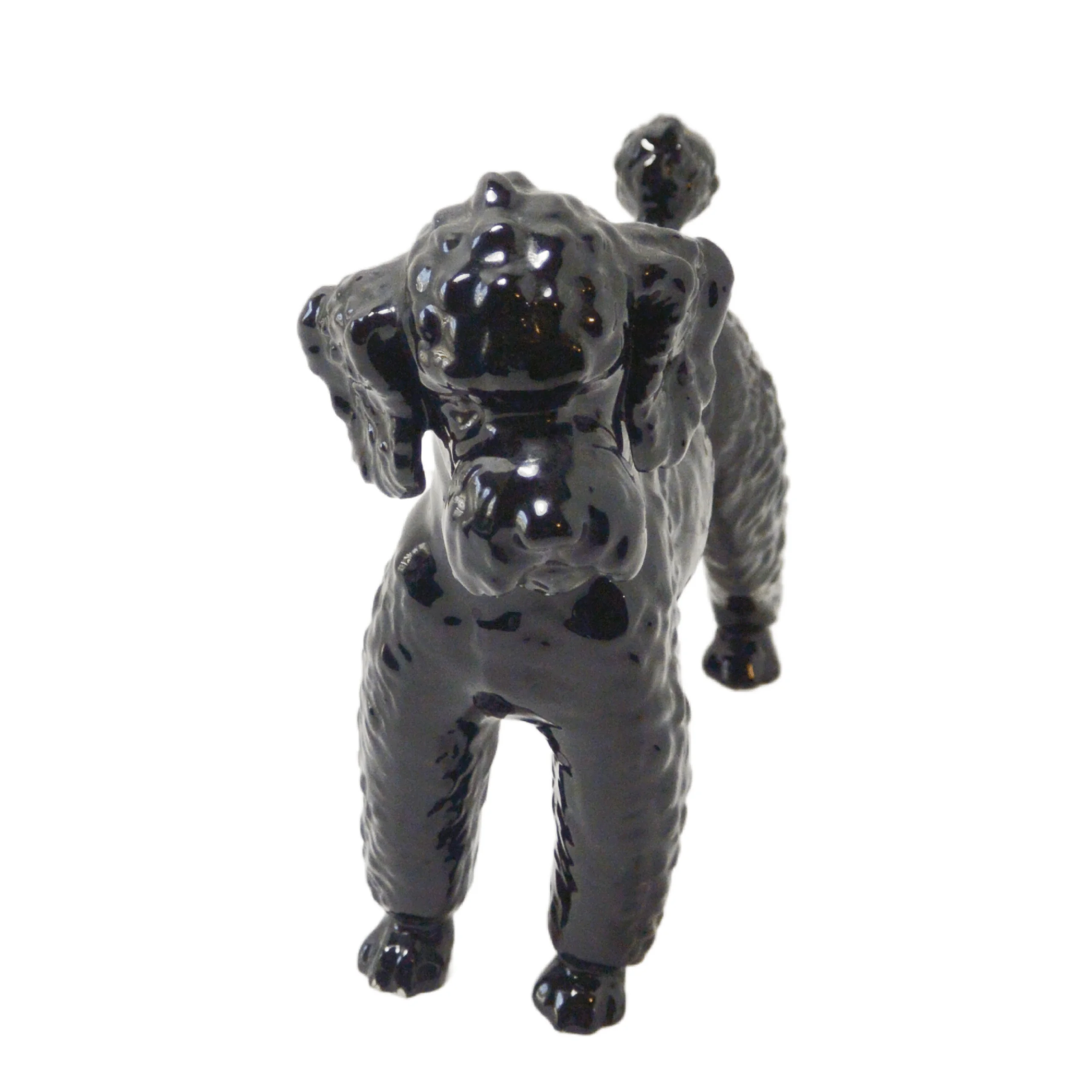 Goebel standing black Poodle porcelain figurine, crisp hand-painted details, vintage German collectible