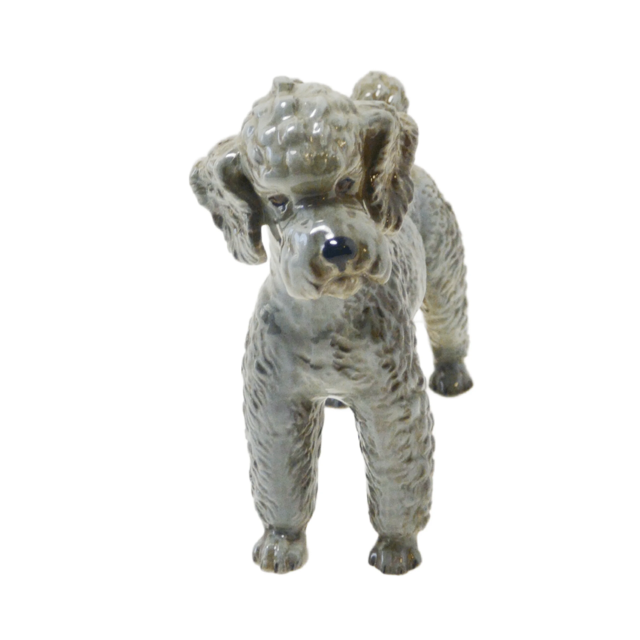 Goebel standing grey Poodle porcelain figurine, detailed hand-painted German vintage dog collectible