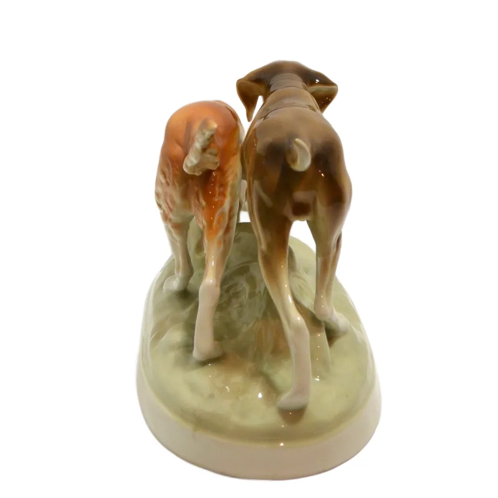 Large Vintage Royal Dux Sporting Dog Pair MINT - Image 5