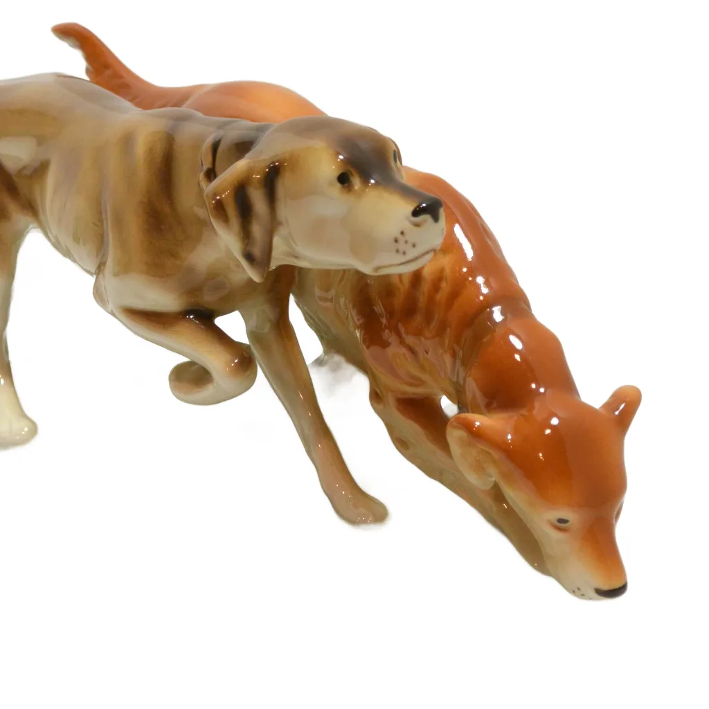 Large Vintage Royal Dux Sporting Dog Pair MINT - Image 6