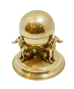 Antique Brass Whippet Inkwell c.1900 Germany