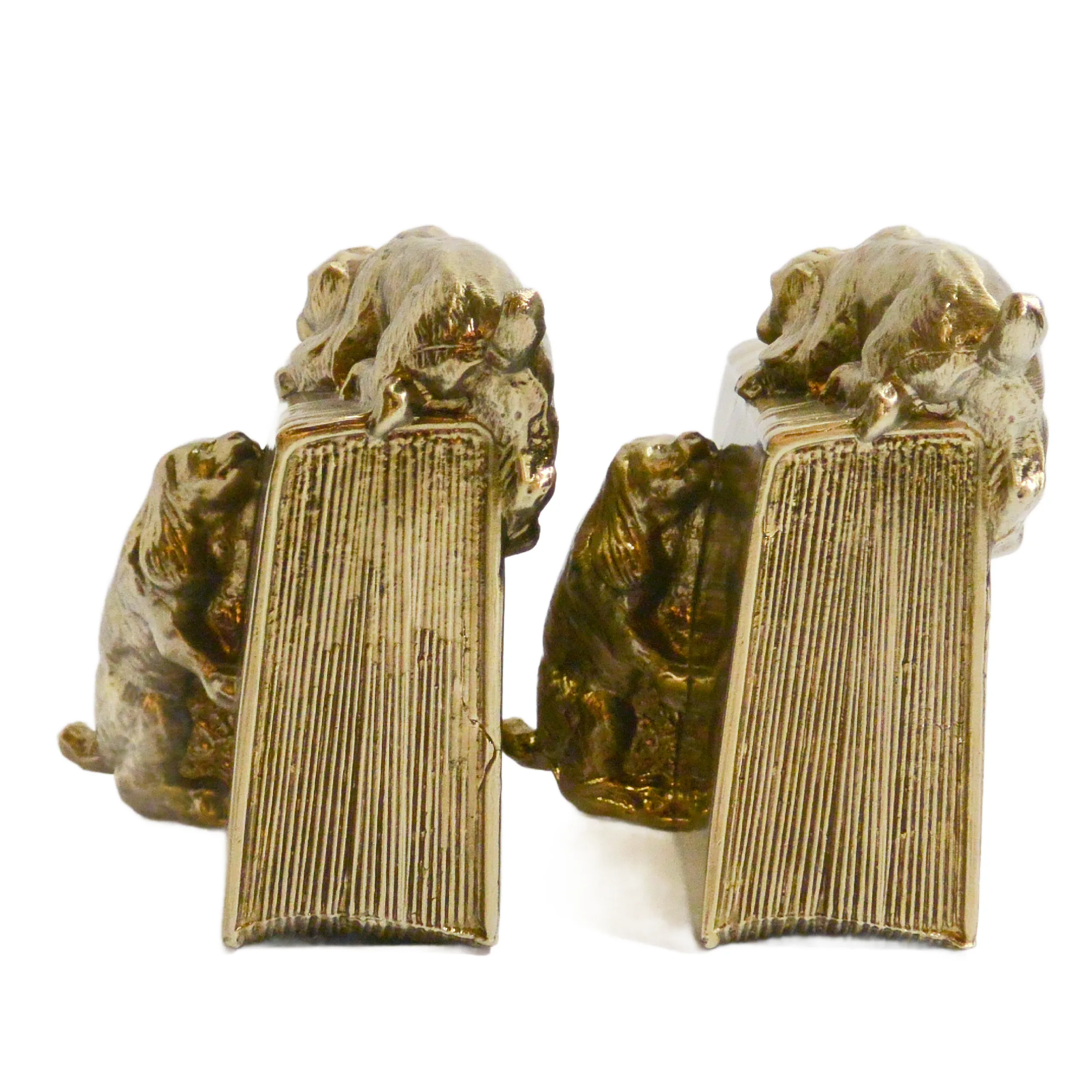 Vintage Brass PM Craftsman Cocker Spaniel Dogs Bookends c. 1930 - Image 5