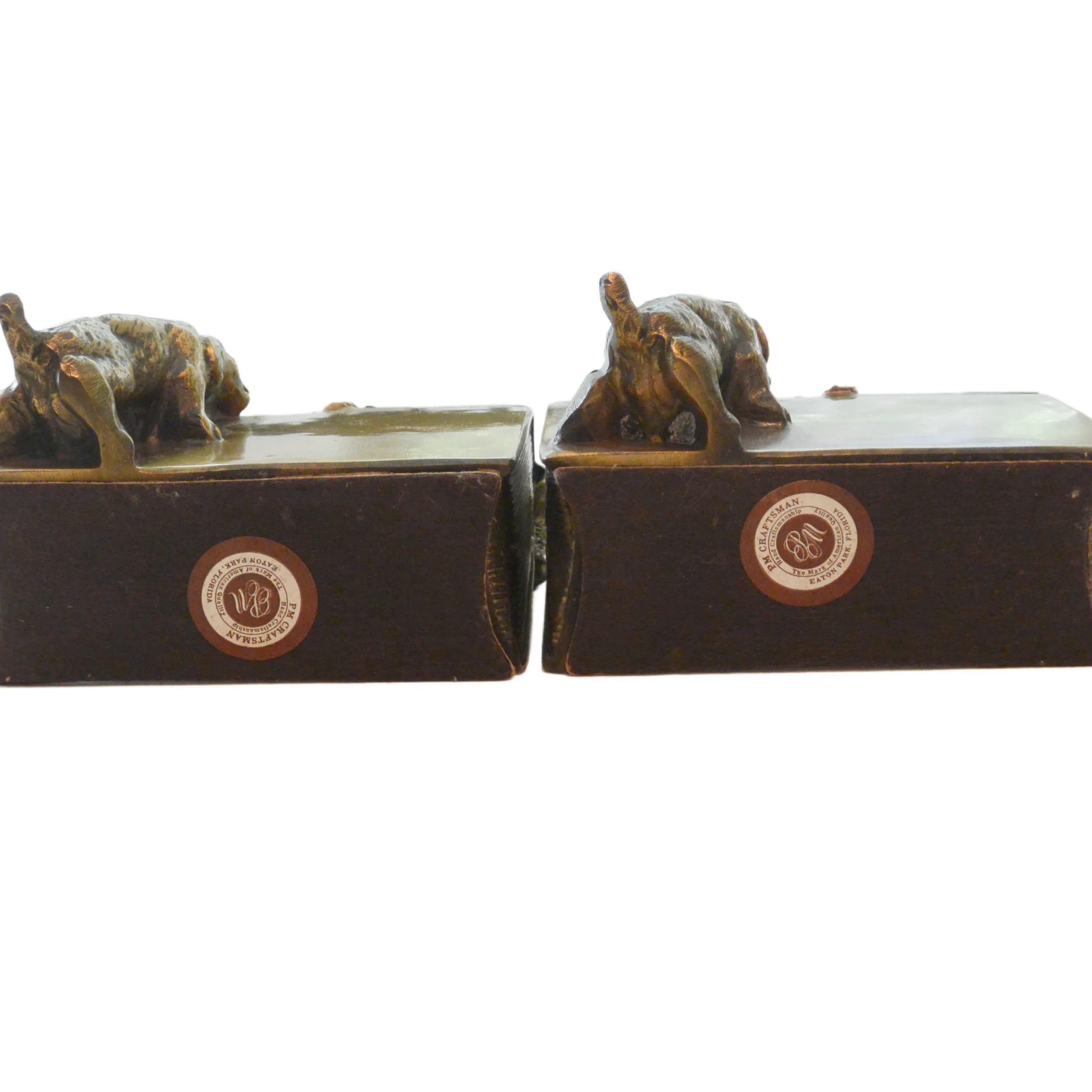 Vintage Brass PM Craftsman Cocker Spaniel Dogs Bookends c. 1930 - Image 11