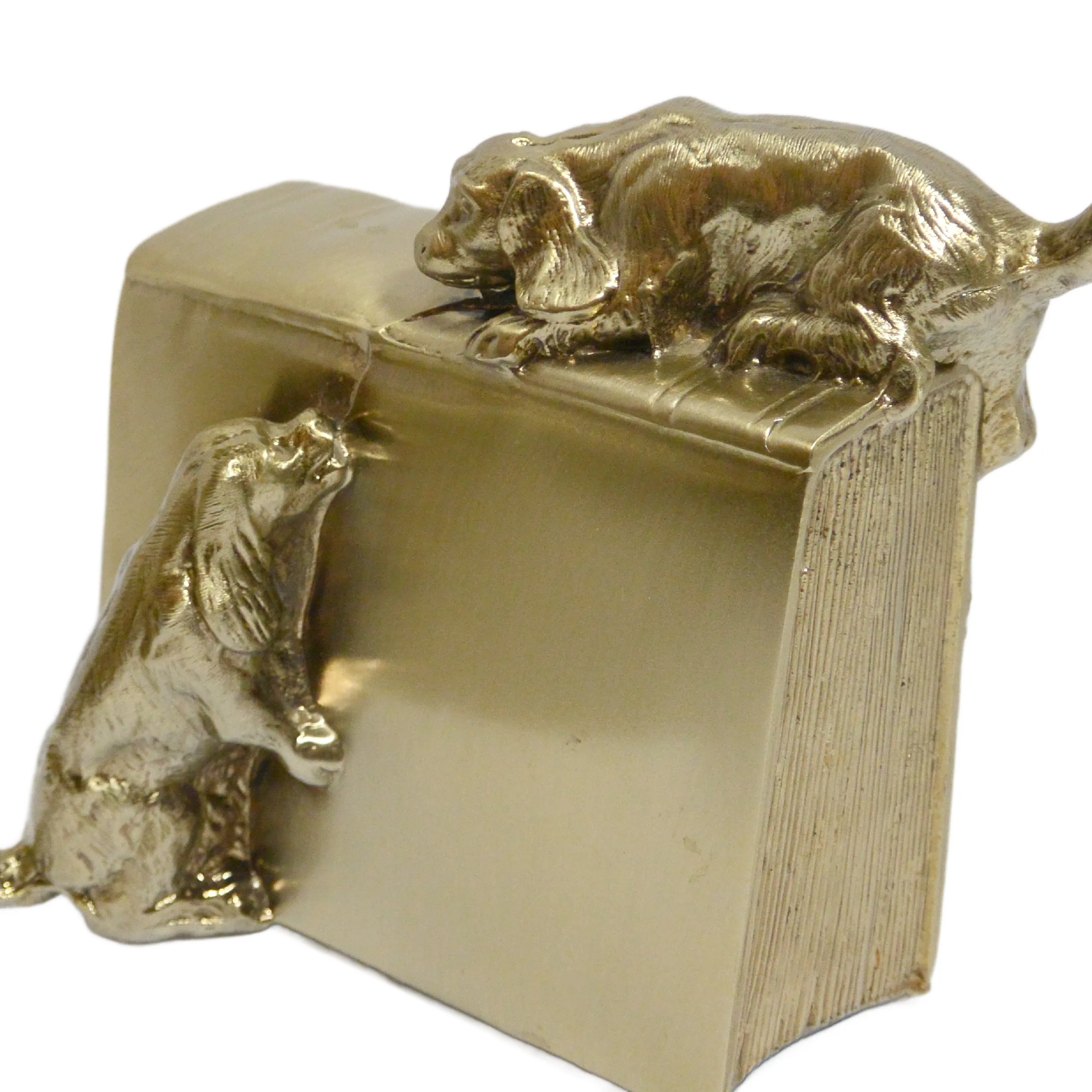 Vintage Brass PM Craftsman Cocker Spaniel Dogs Bookends c. 1930 - Image 4