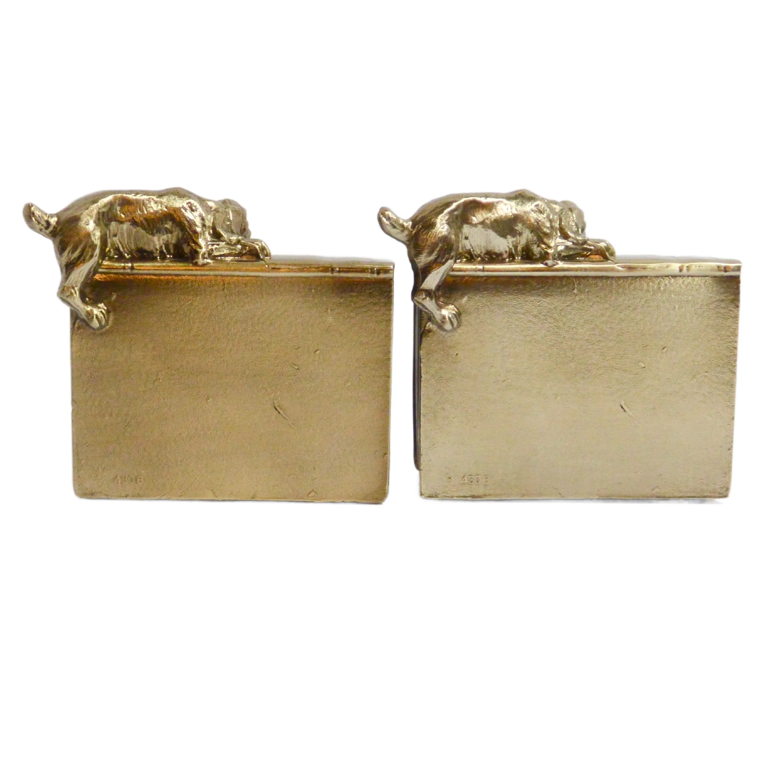 Vintage Brass PM Craftsman Cocker Spaniel Dogs Bookends c. 1930 - Image 6