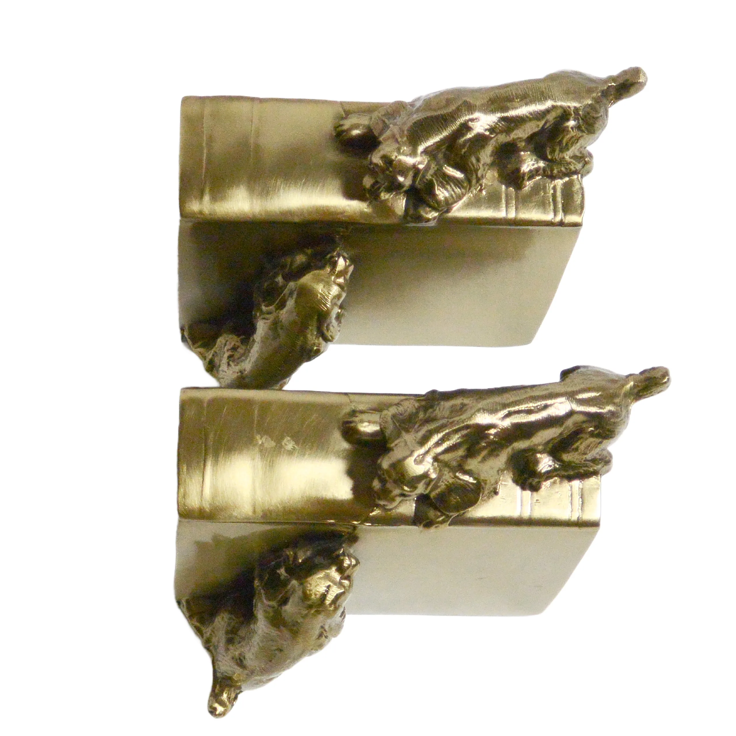 Vintage Brass PM Craftsman Cocker Spaniel Dogs Bookends c. 1930 - Image 8