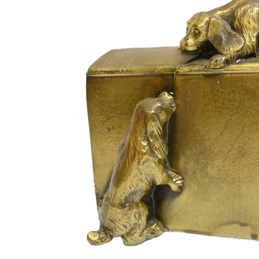 Vintage Brass PM Craftsman Cocker Spaniel Dogs Bookends c. 1930 - Image 10