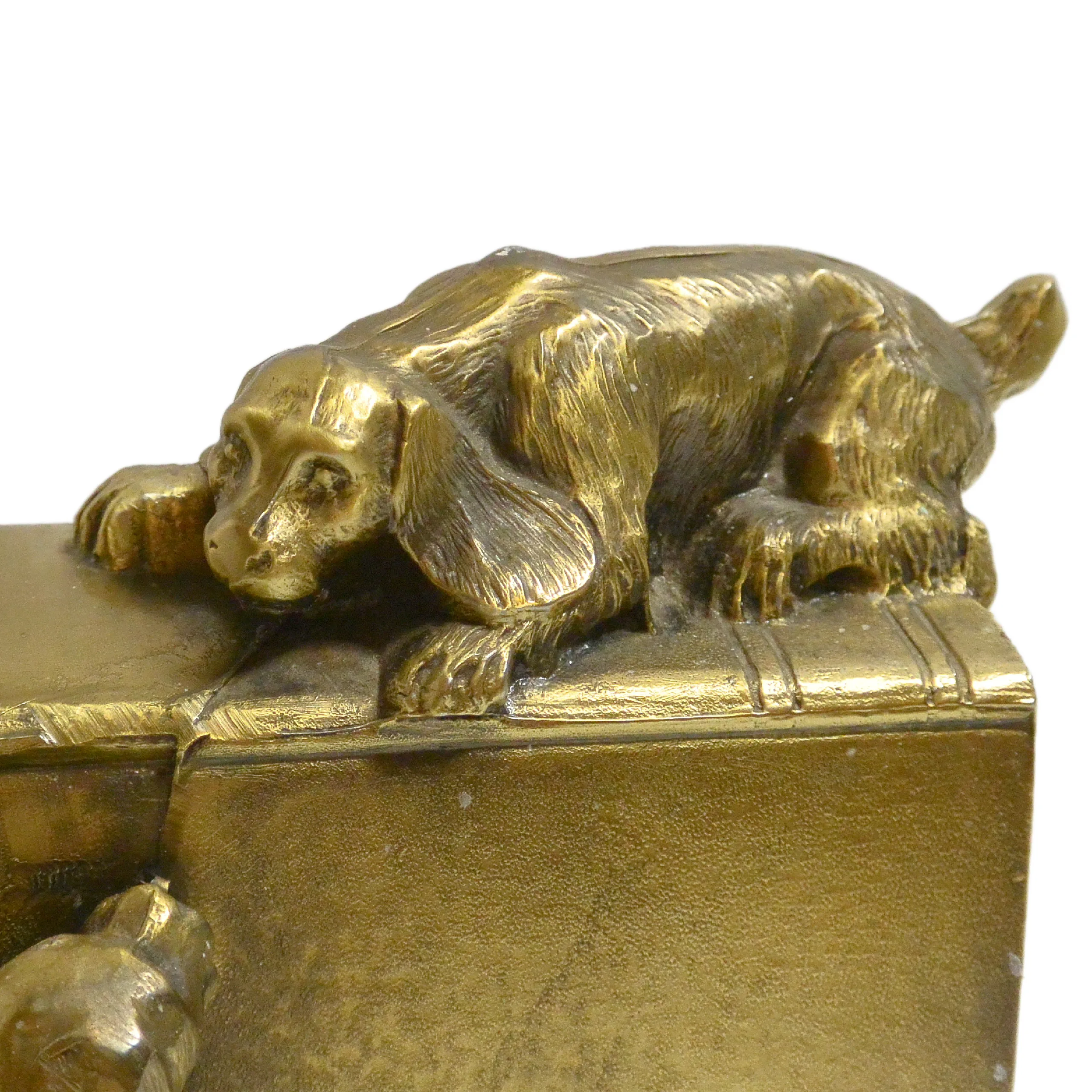Vintage Brass PM Craftsman Cocker Spaniel Dogs Bookends c. 1930 - Image 9