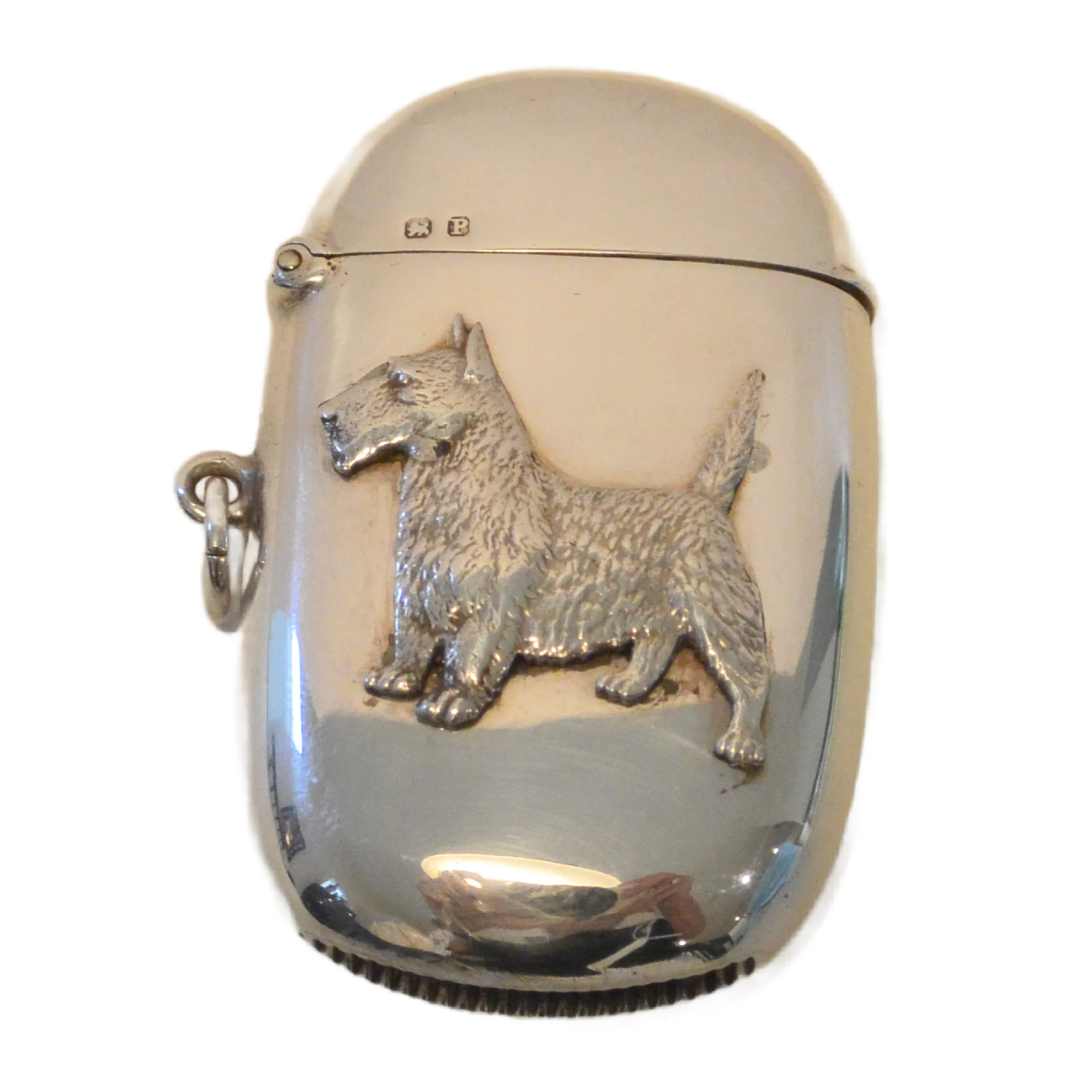 Antique Sterling Silver Scottie Dog Vesta Case Match Safe c.1898 - Image 2