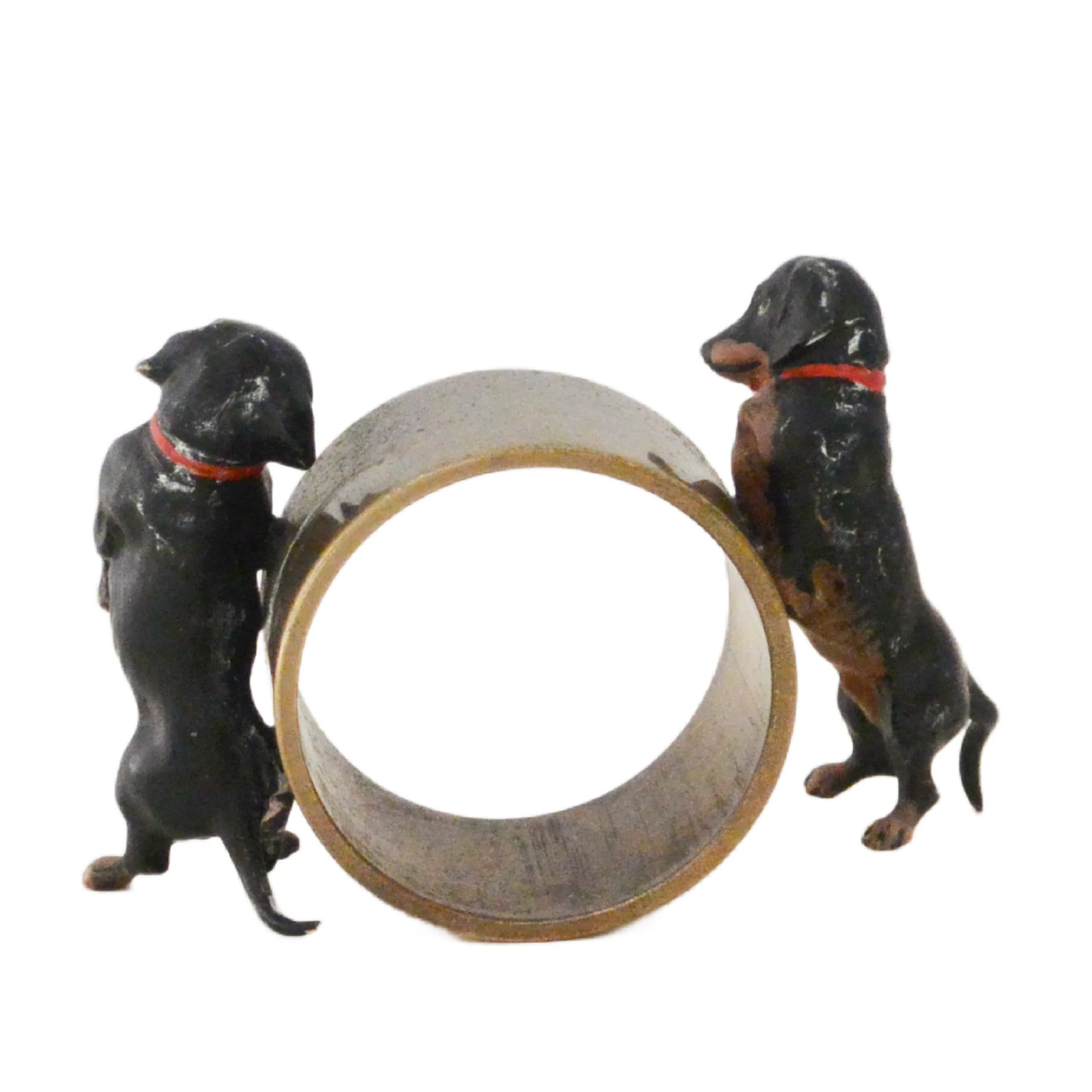 Austrian Cold-Painted Bronze Napkin Ring with Two Dachshunds - Image 7