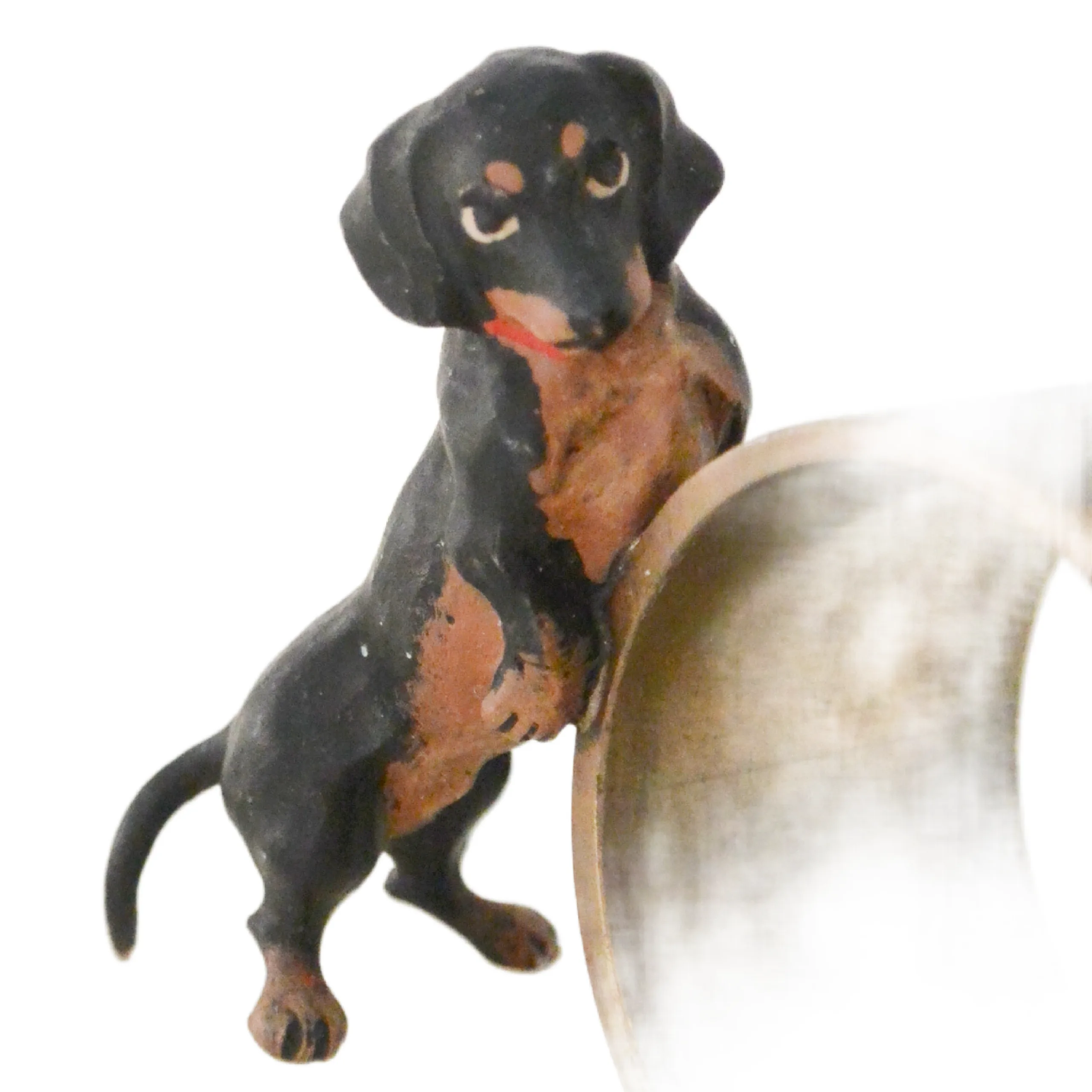 Austrian Cold-Painted Bronze Napkin Ring with Two Dachshunds - Image 3
