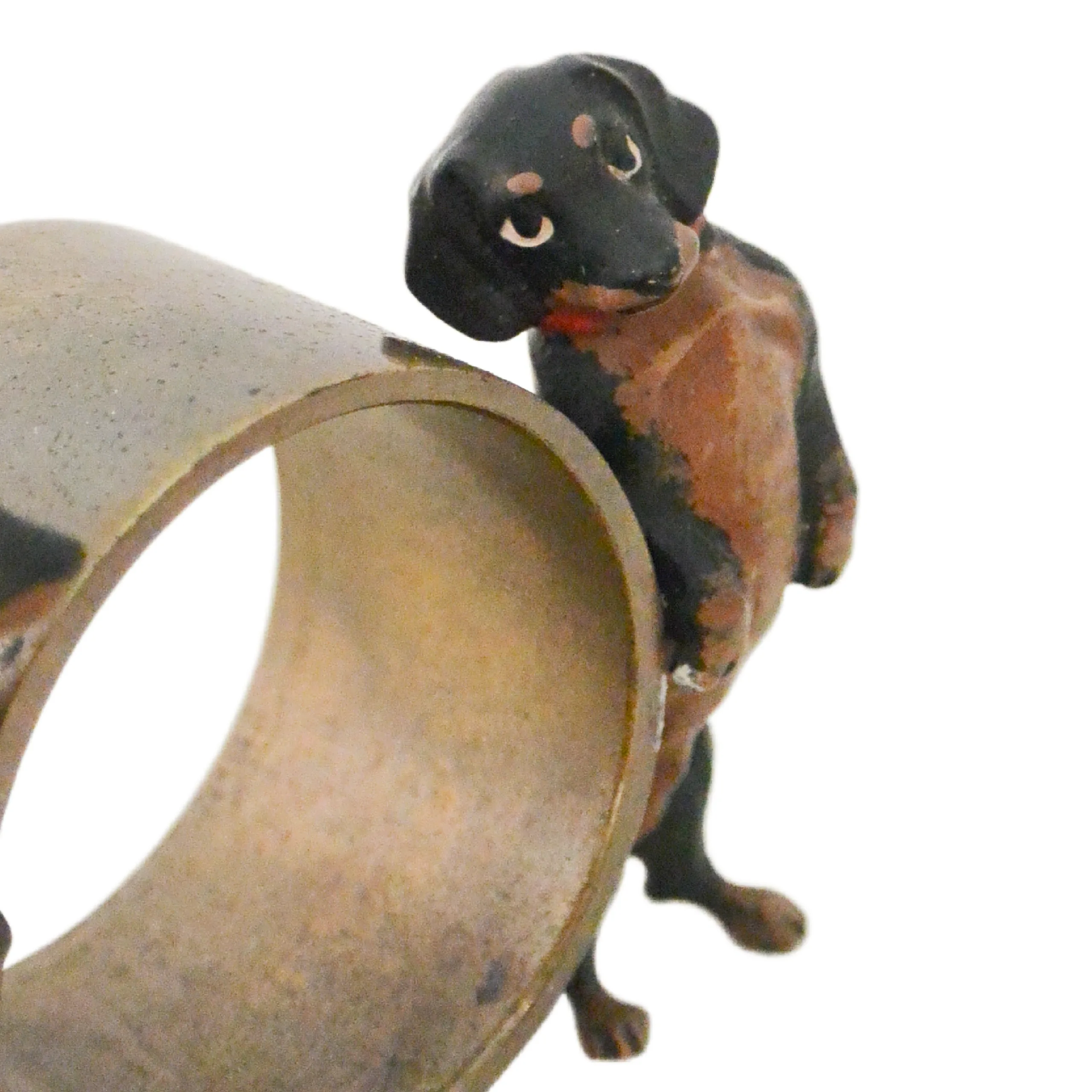 Austrian Cold-Painted Bronze Napkin Ring with Two Dachshunds - Image 6