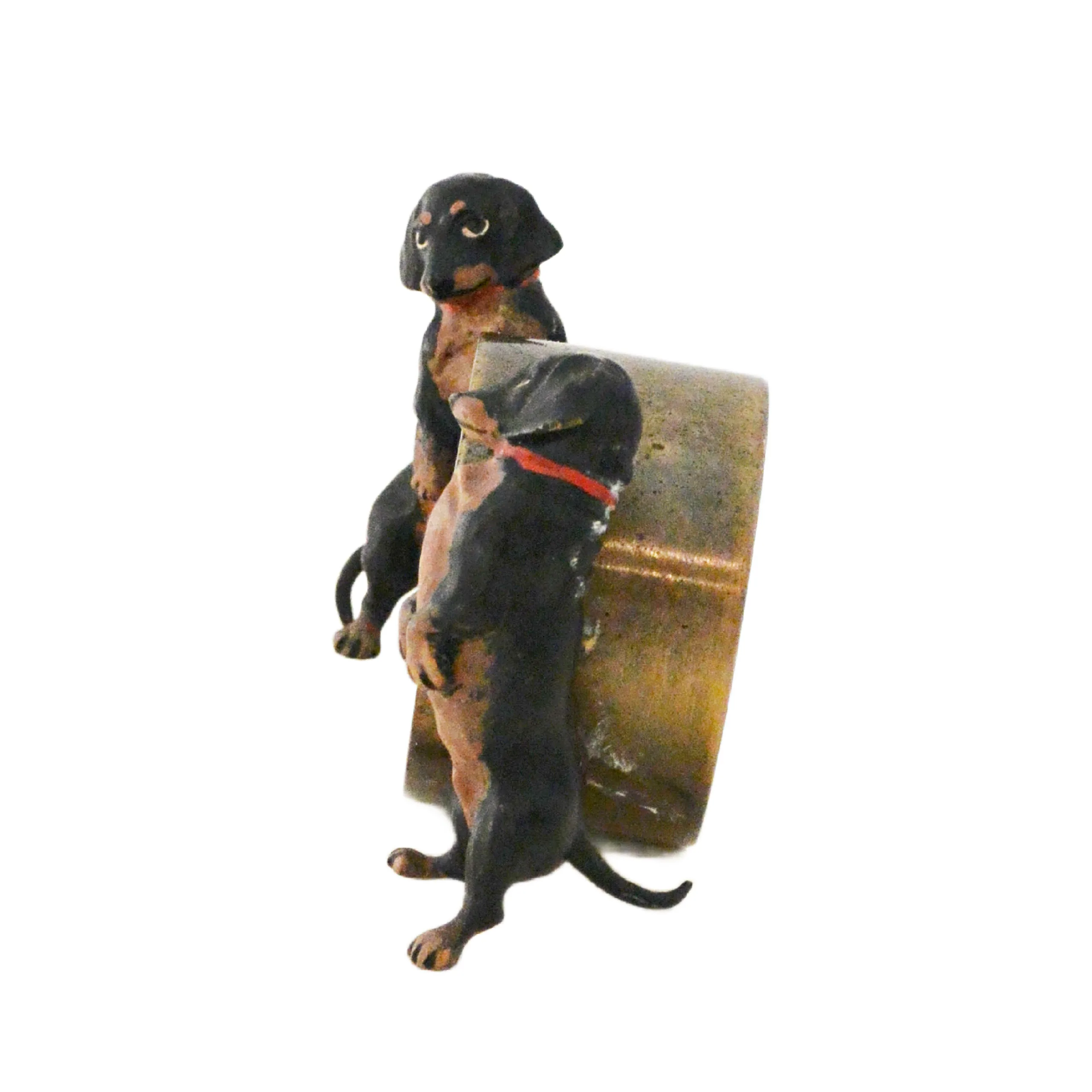 Austrian Cold-Painted Bronze Napkin Ring with Two Dachshunds - Image 4