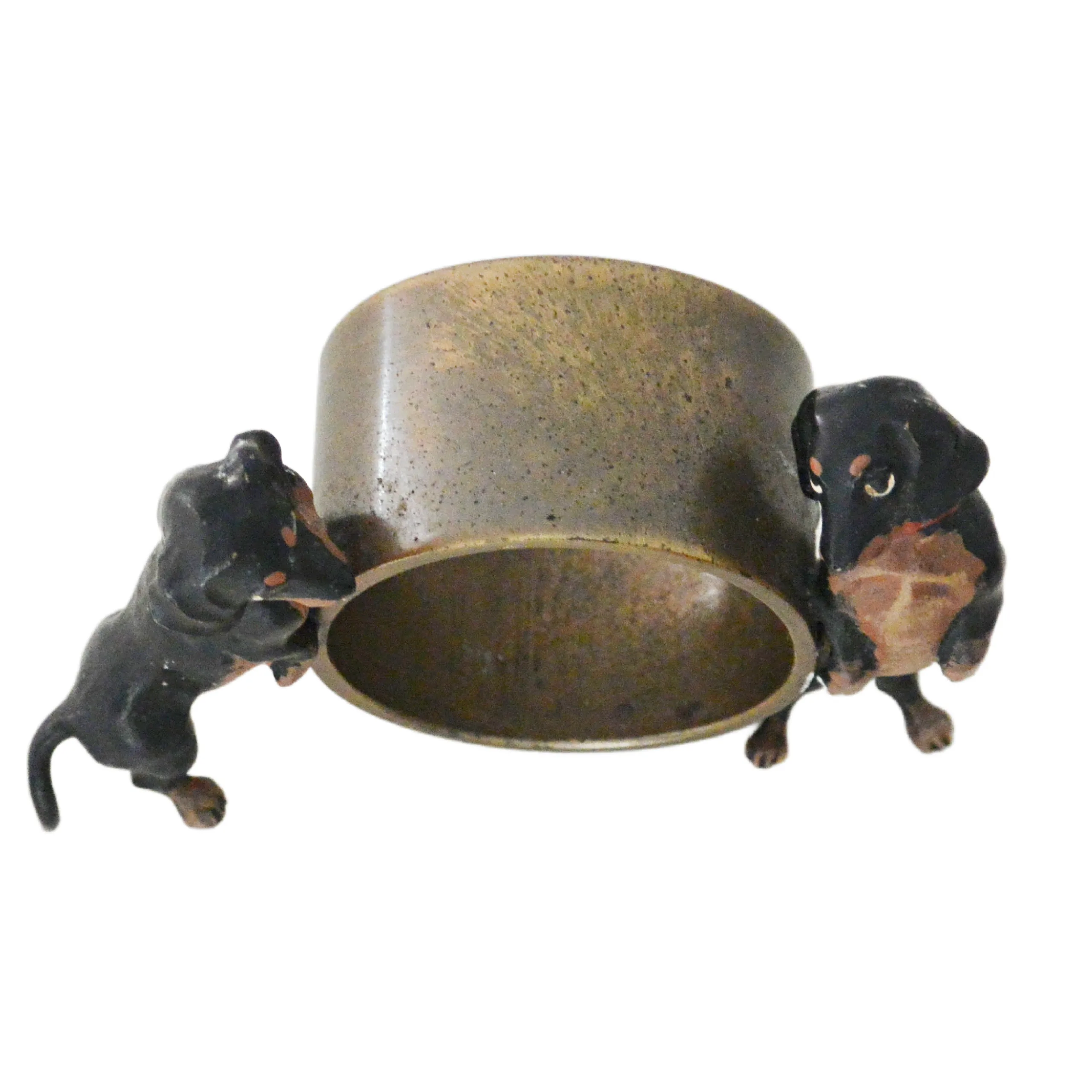 Austrian Cold-Painted Bronze Napkin Ring with Two Dachshunds - Image 8