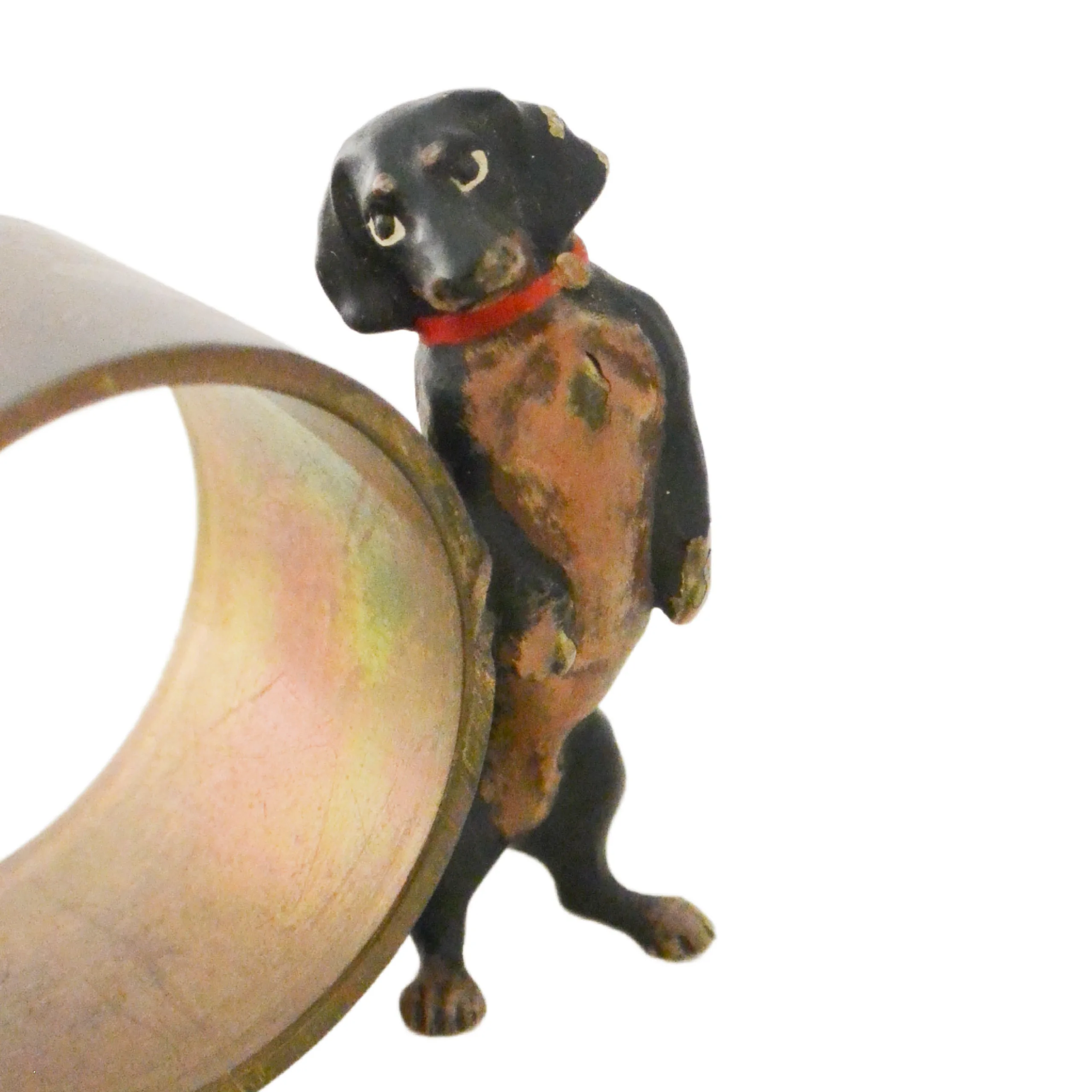 Austrian Cold-Painted Bronze Dachshund Napkin Ring - Image 3