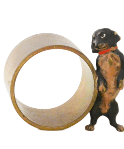 Austrian Cold-Painted Bronze Dachshund Napkin Ring