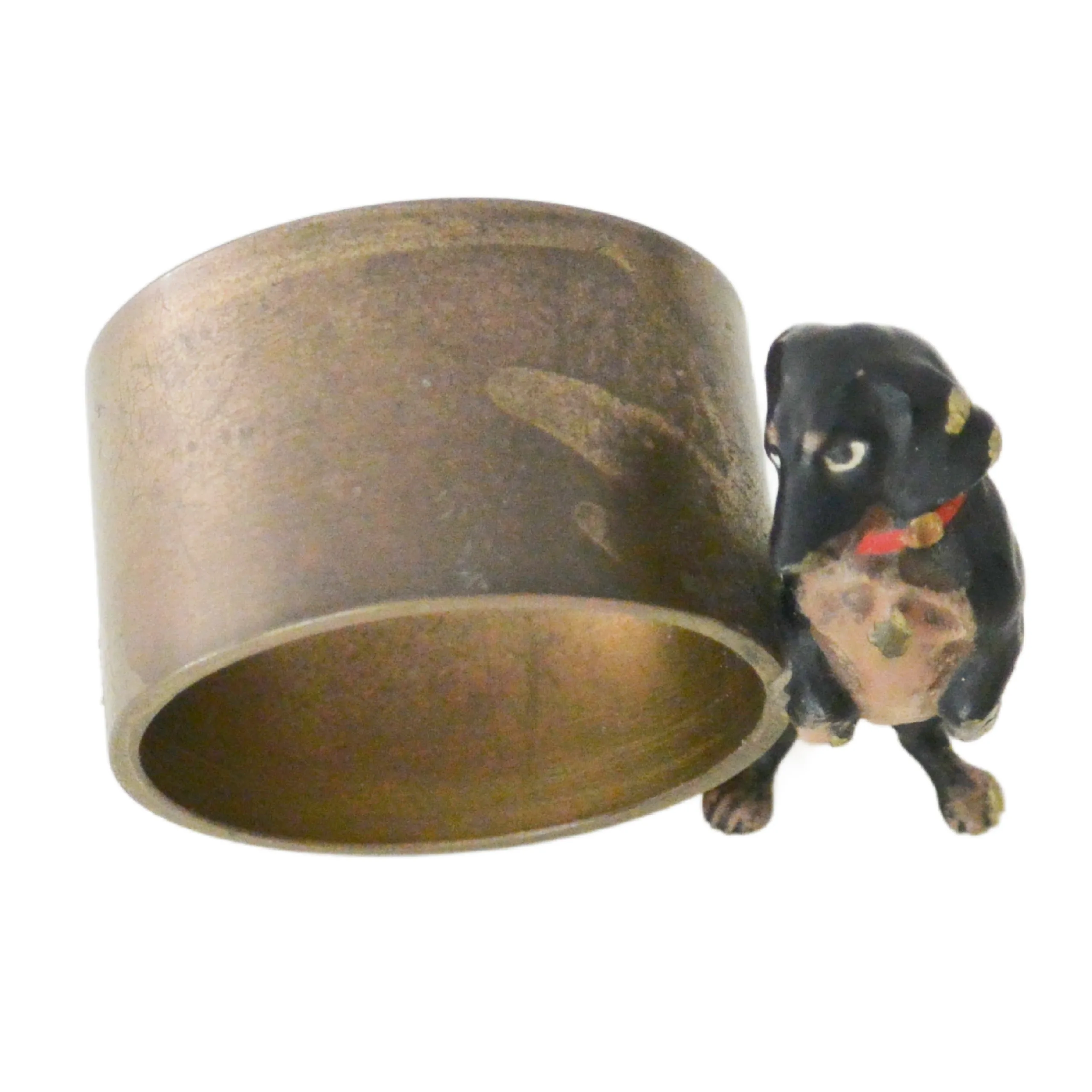 Austrian Cold-Painted Bronze Dachshund Napkin Ring - Image 7