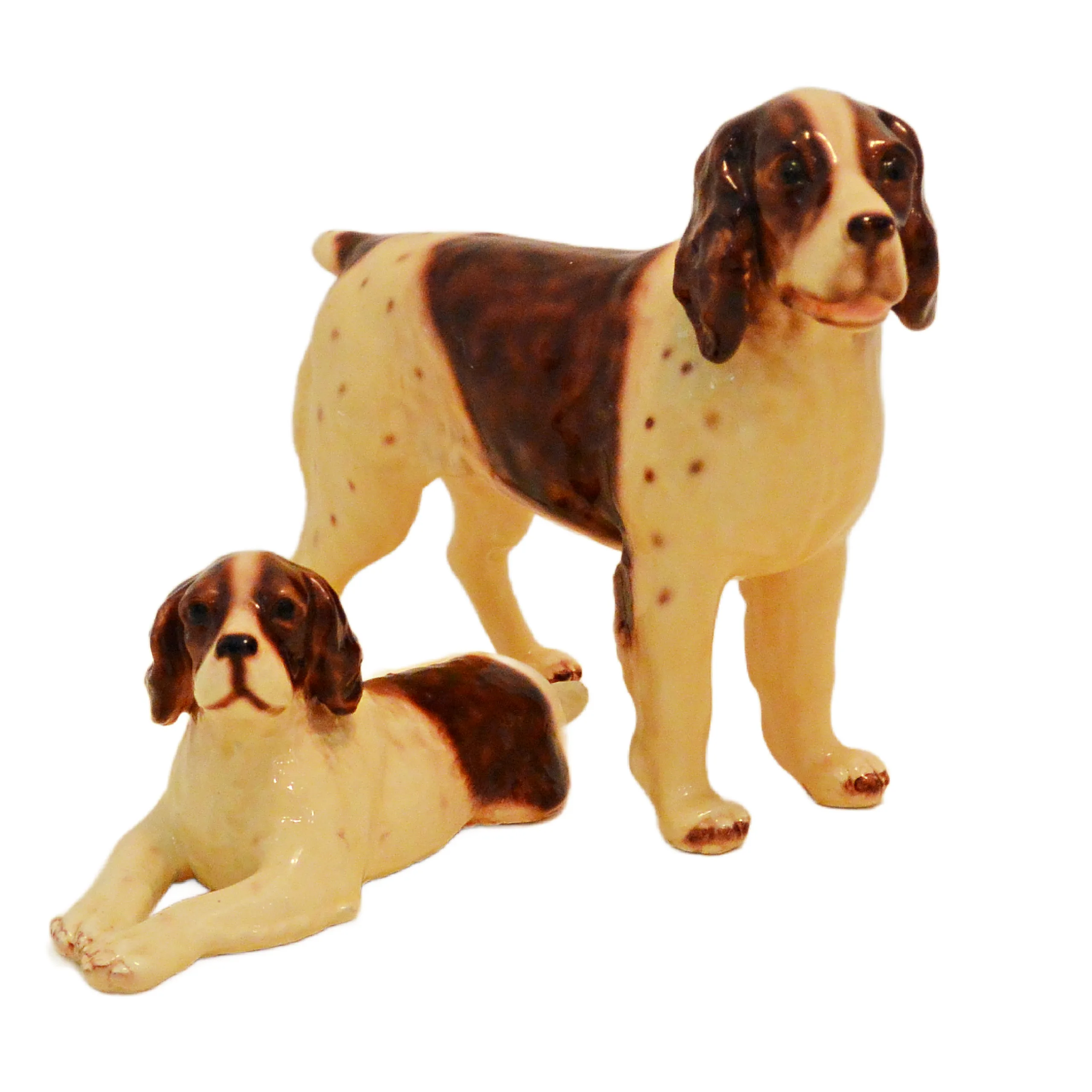 Vintage Brittany Spaniel and Puppy Figurines Mortens Studio