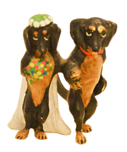 Austrian Bronze Dachshund Dog Bride & Groom