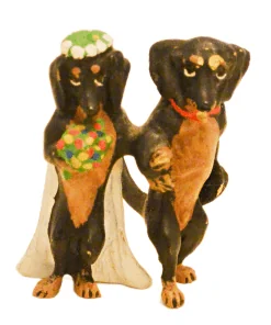 Austrian Bronze Dachshund Dog Bride & Groom