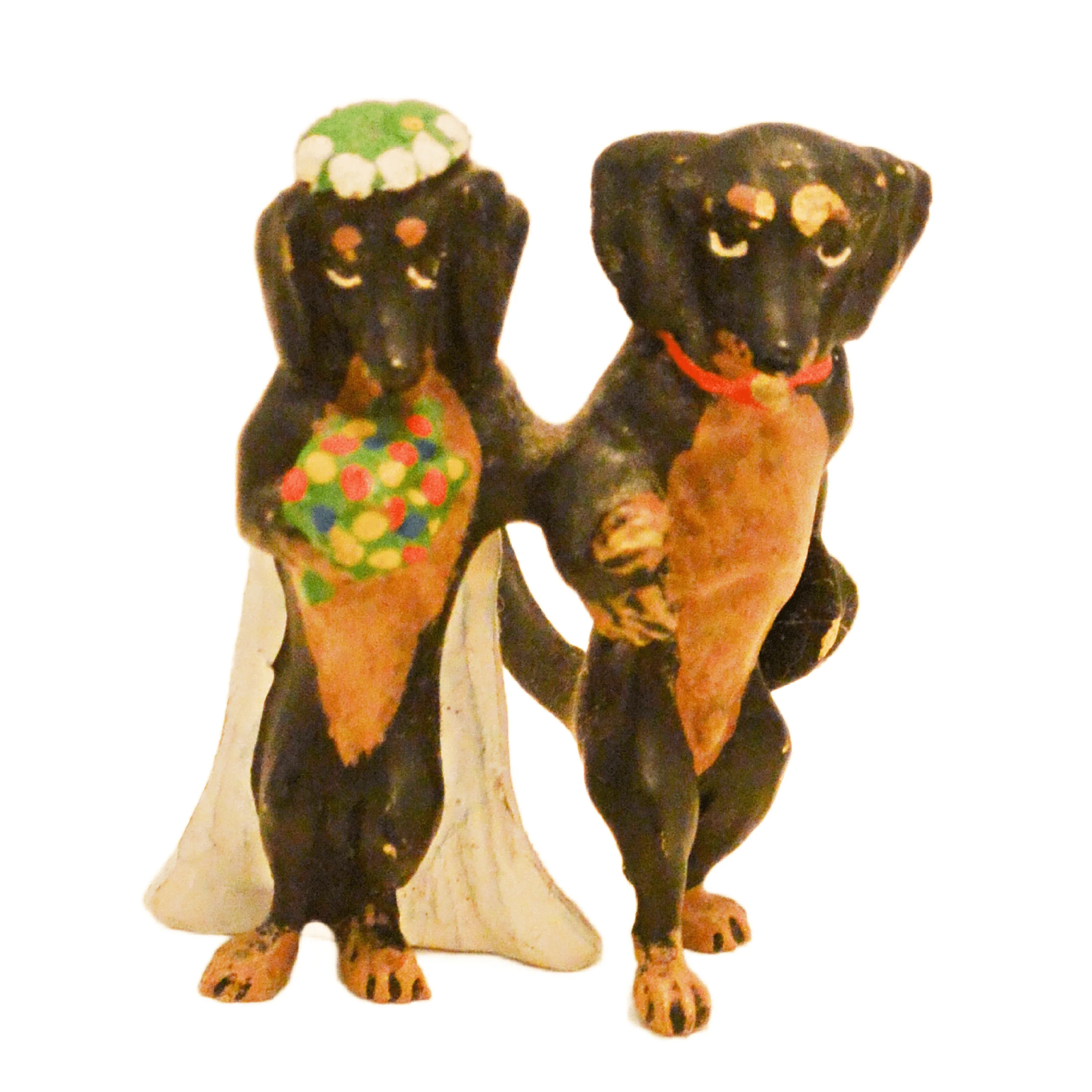 Austrian Bronze Dachshund Dog Bride & Groom