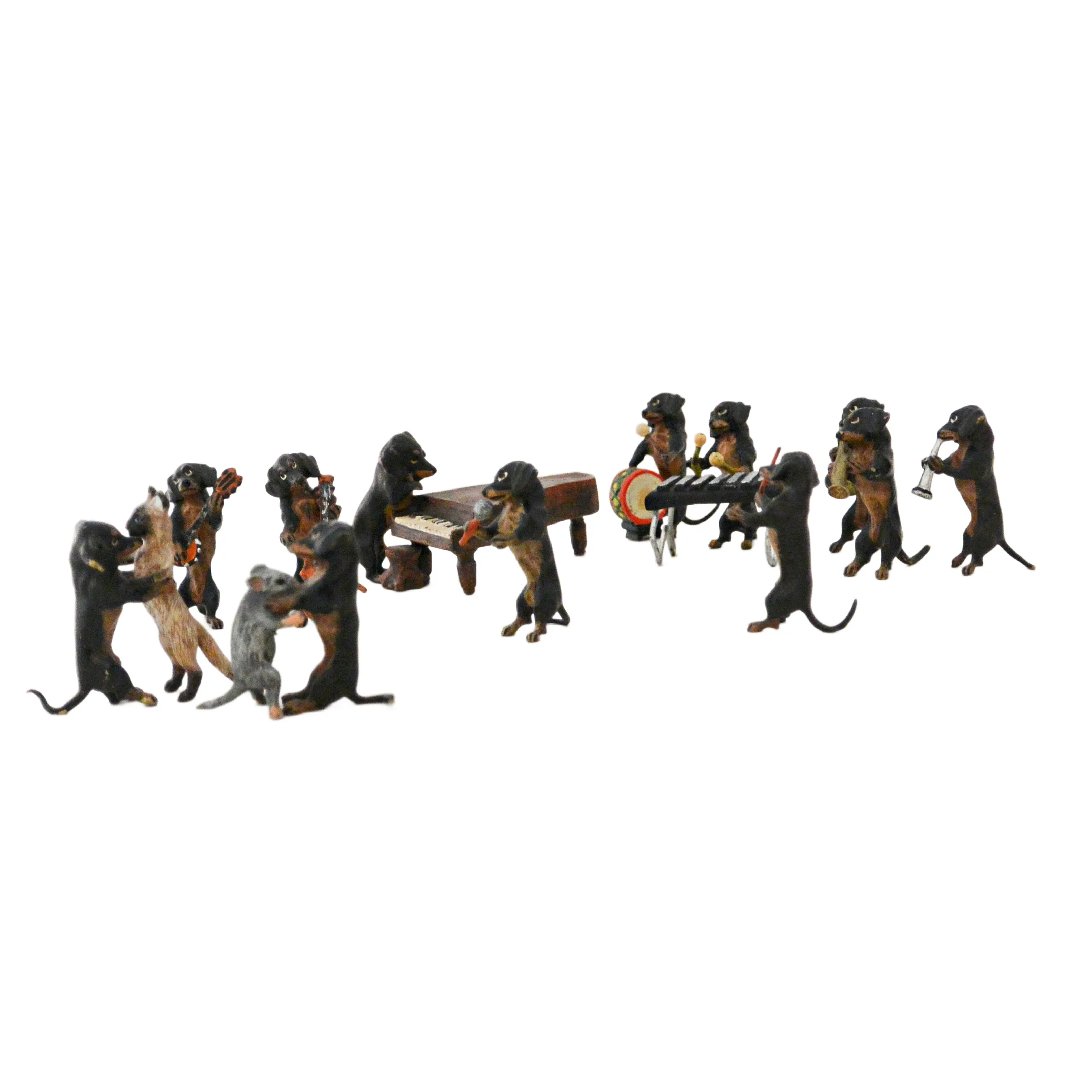 Austrian Cold-Painted Bronze Dachshund Dog Dance Band - Image 9