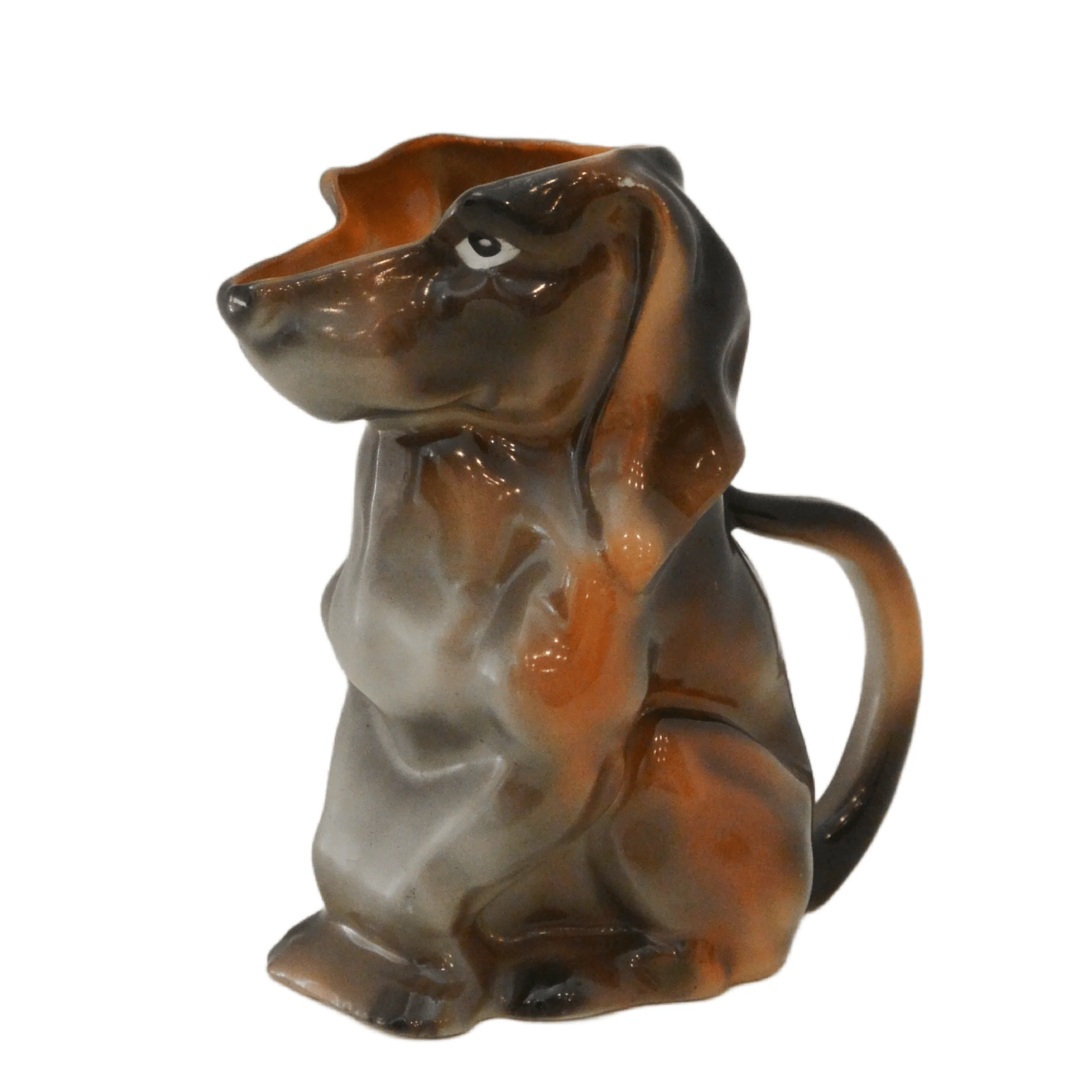 Royal Bayreuth Dachshund figural creamer, hand-painted novelty porcelain, antique German dog collectible