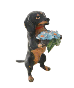 Alternative view of Austrian Bronze Dachshund Dog with Bouquet