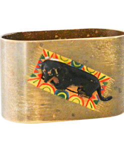 Alternative view of Austrian Cold-Painted Bronze Franz Bergman Napkin Ring with Dachshund