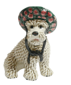 Vintage Italian Spaghetti Maltese Dog with Bonnet c.1950's