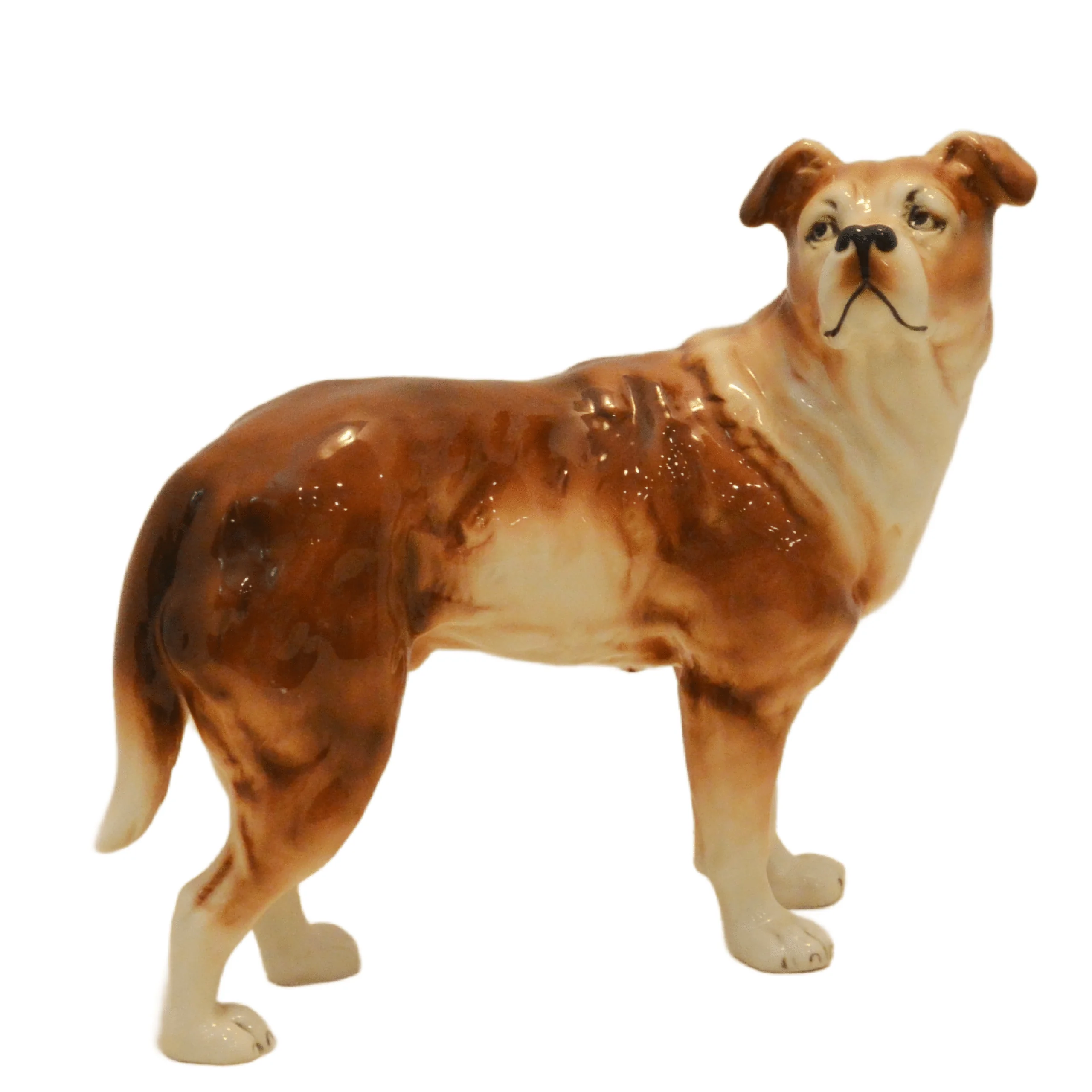 Rare Royal Dux English Mastiff porcelain figurine, earth-toned Bohemian glaze, antique European dog collectible