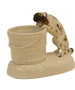 German Porcelain Match Holder with Figural Spaniel Dog