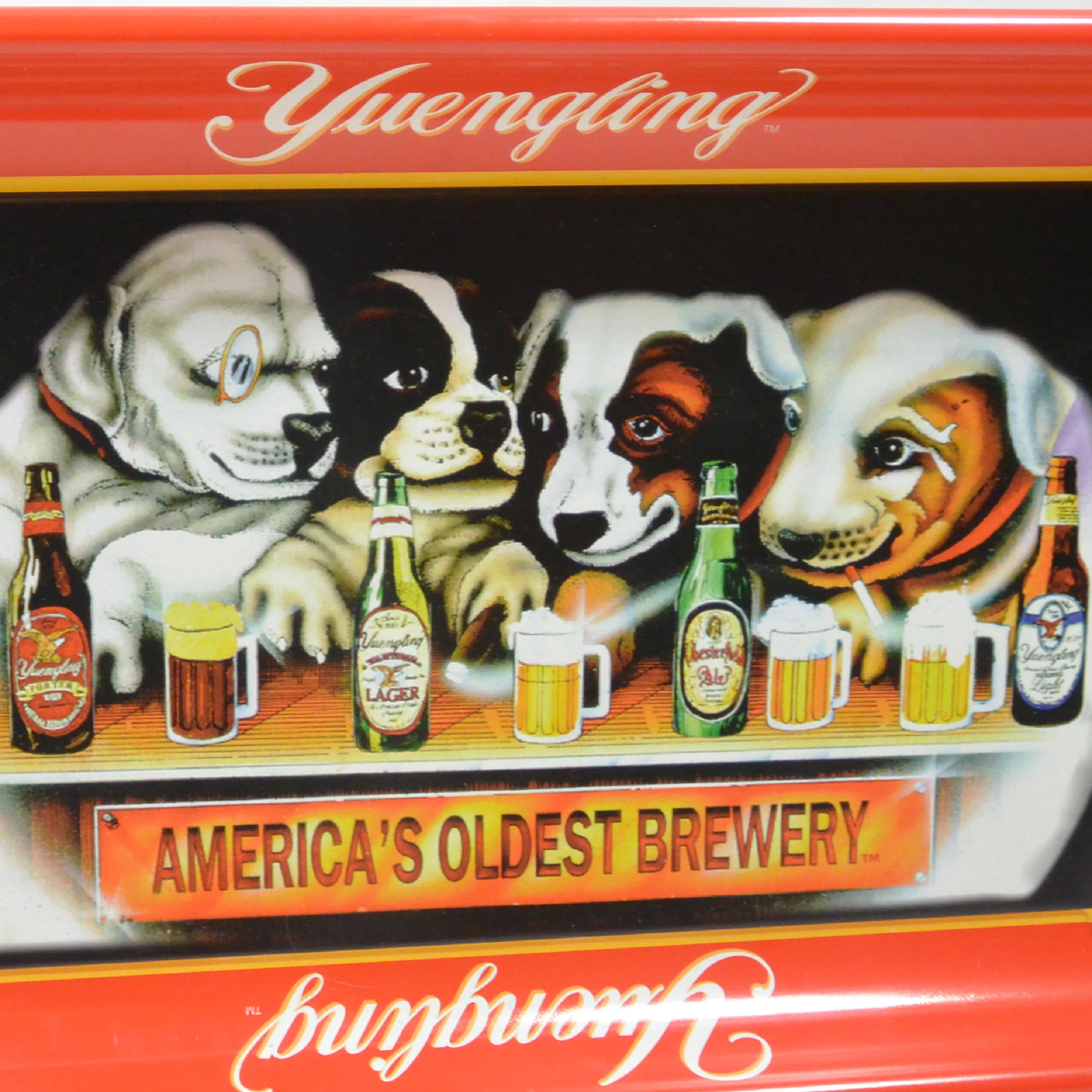 Vintage Yuengling Puppy Dogs Metal Beer Tray - Image 3