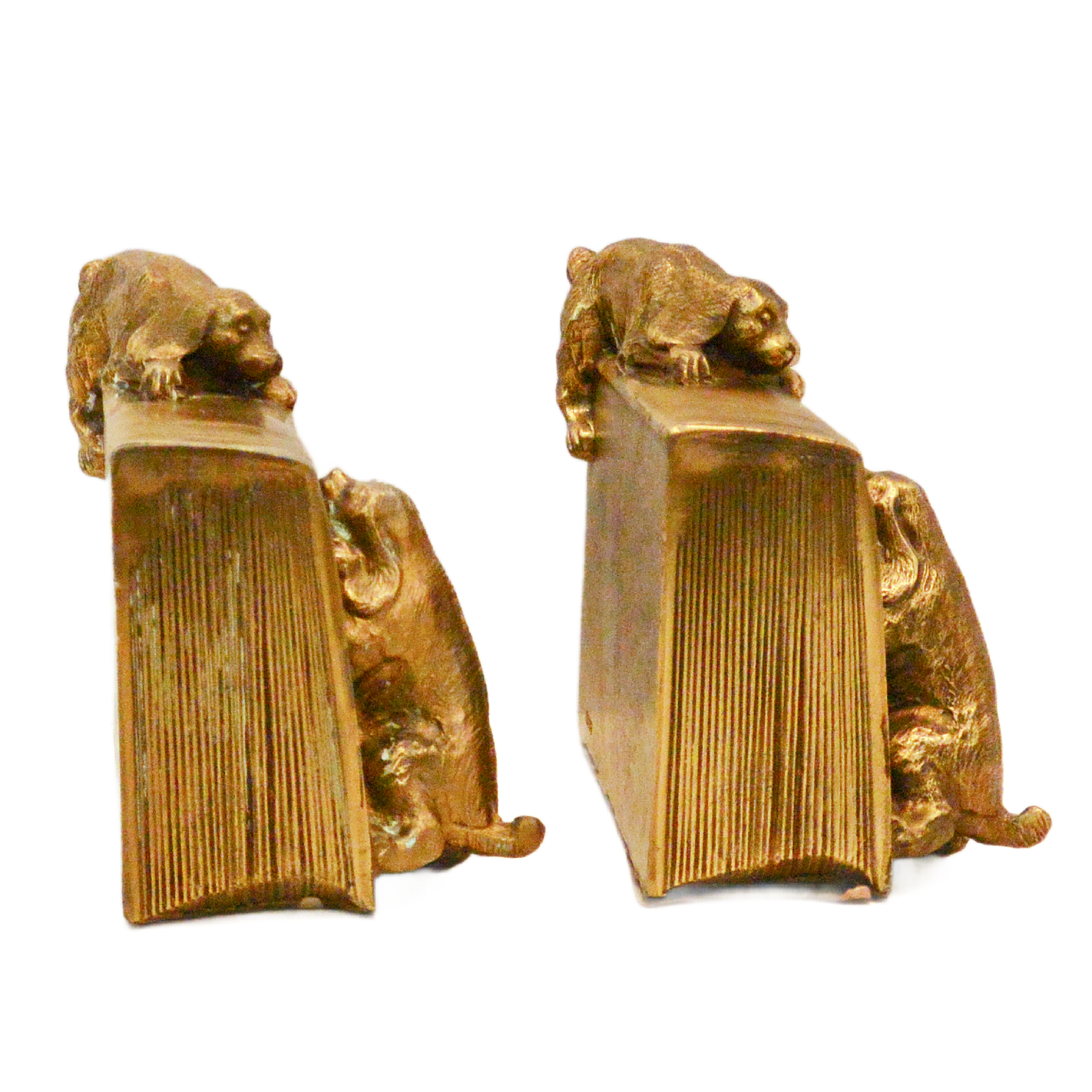 Vintage Brass PM Craftsman Cocker Spaniel Dogs Bookends c. 1930 - Image 4
