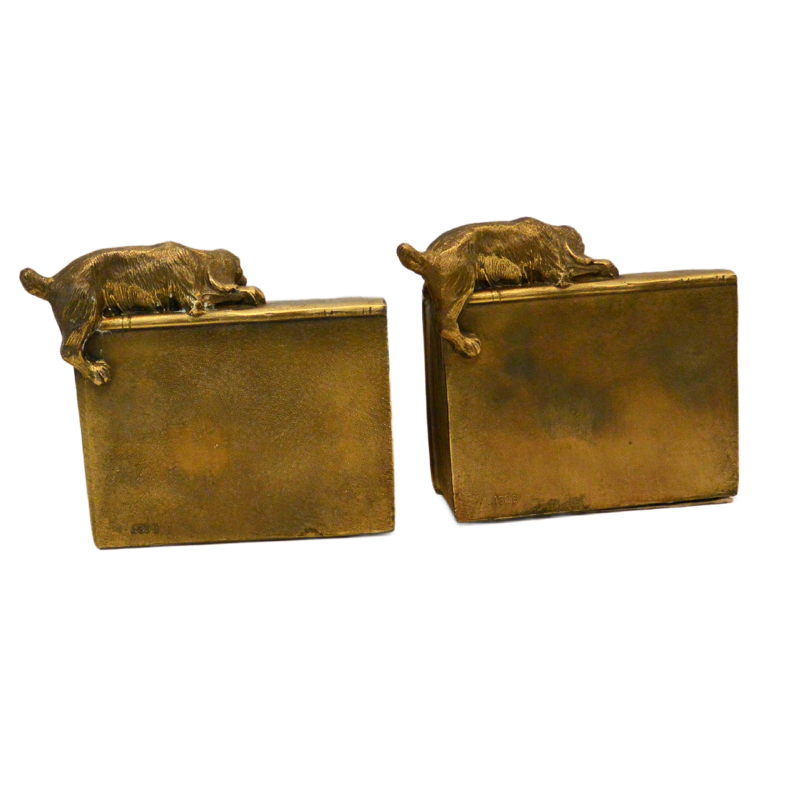 Vintage Brass PM Craftsman Cocker Spaniel Dogs Bookends c. 1930 - Image 5