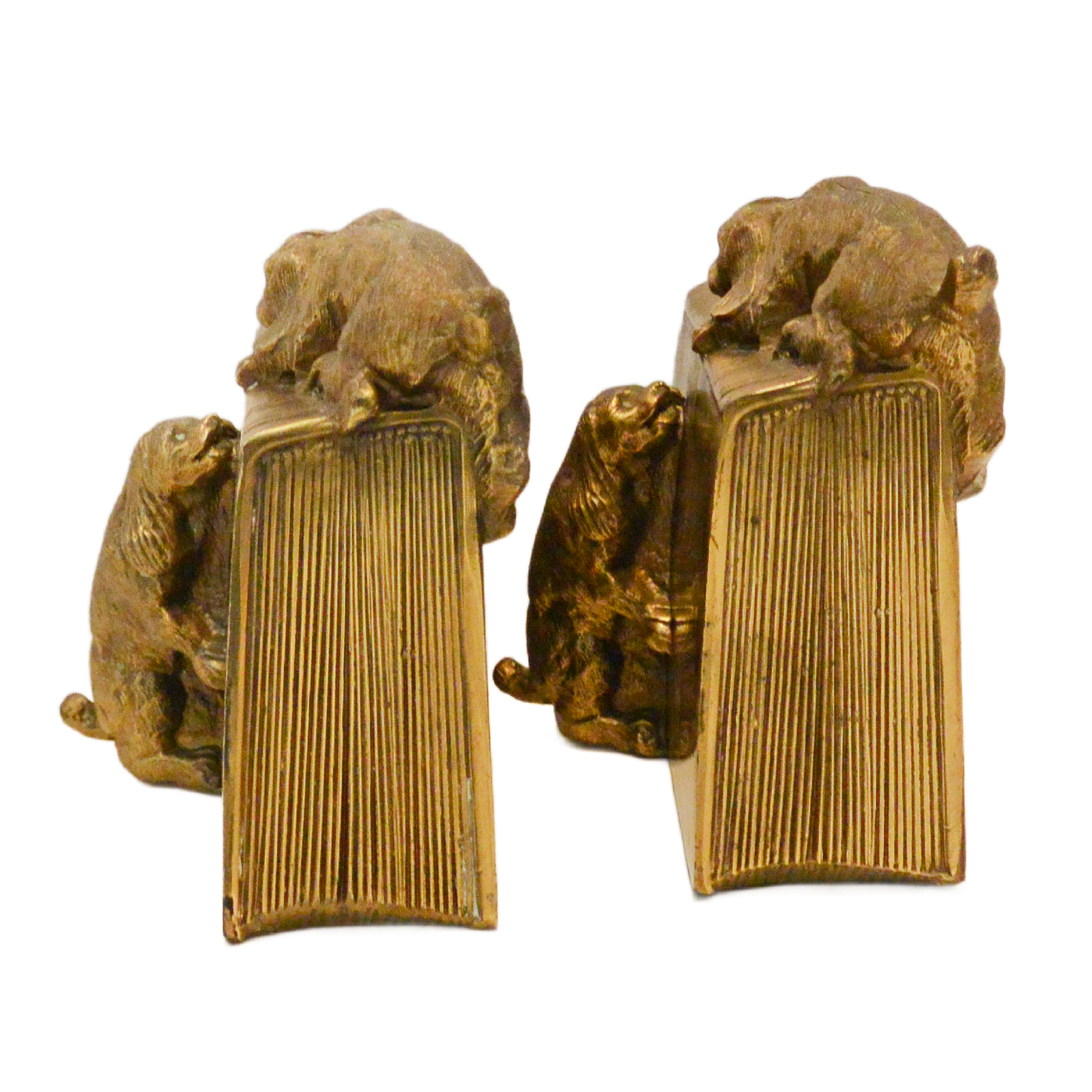 Vintage Brass PM Craftsman Cocker Spaniel Dogs Bookends c. 1930 - Image 3