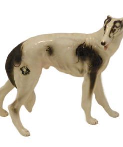 Austrian Porcelain Borzoi Russian Wolfhound Figurine by E&R Golden Crown