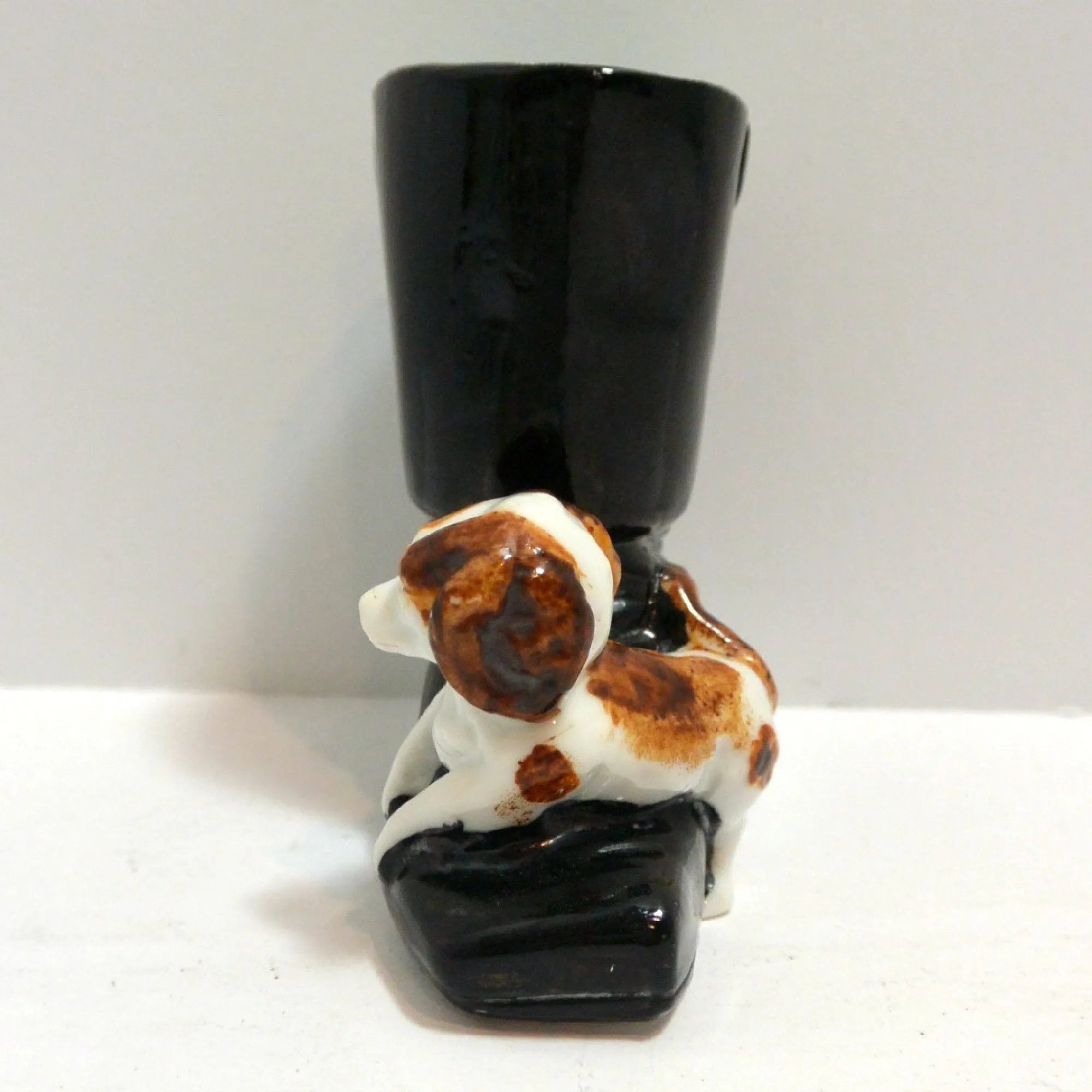 Antique Dresden Porcelain Dog Matchstick Holder, Boot Vase - Image 4
