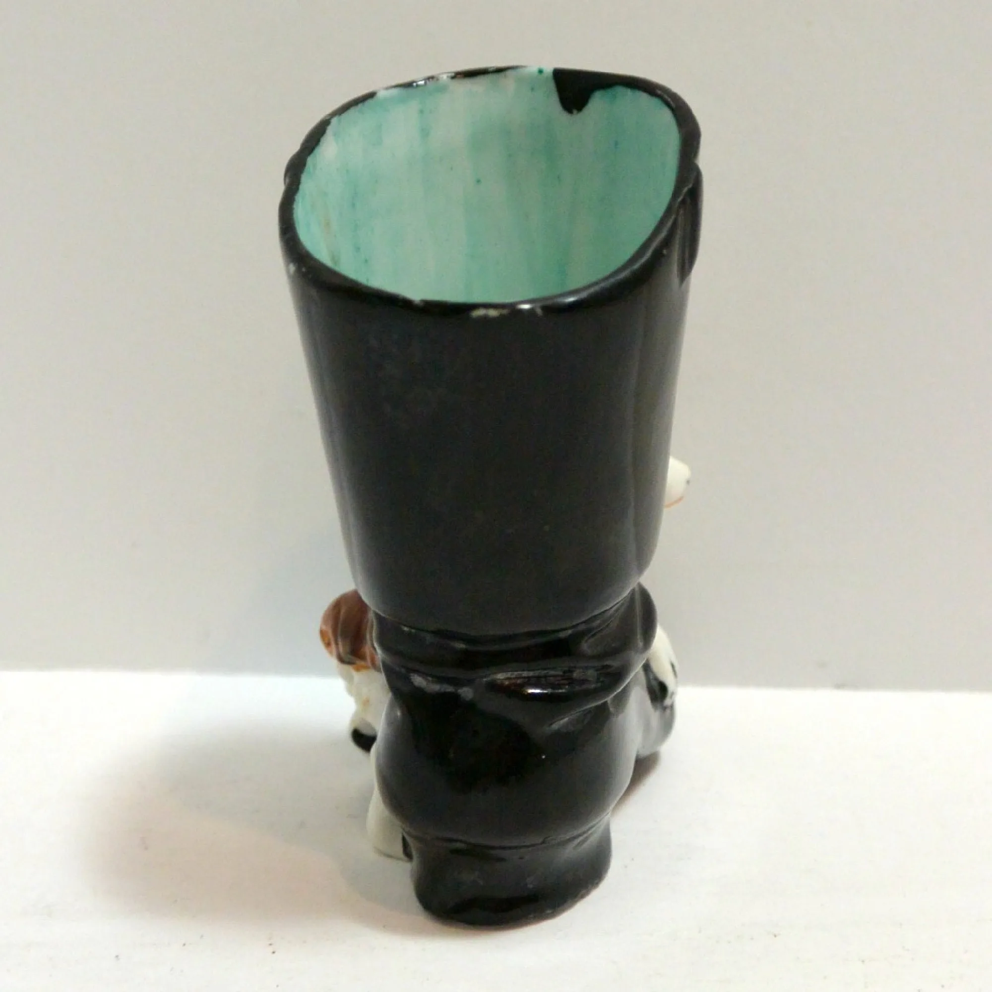 Antique Dresden Porcelain Dog Matchstick Holder, Boot Vase - Image 3