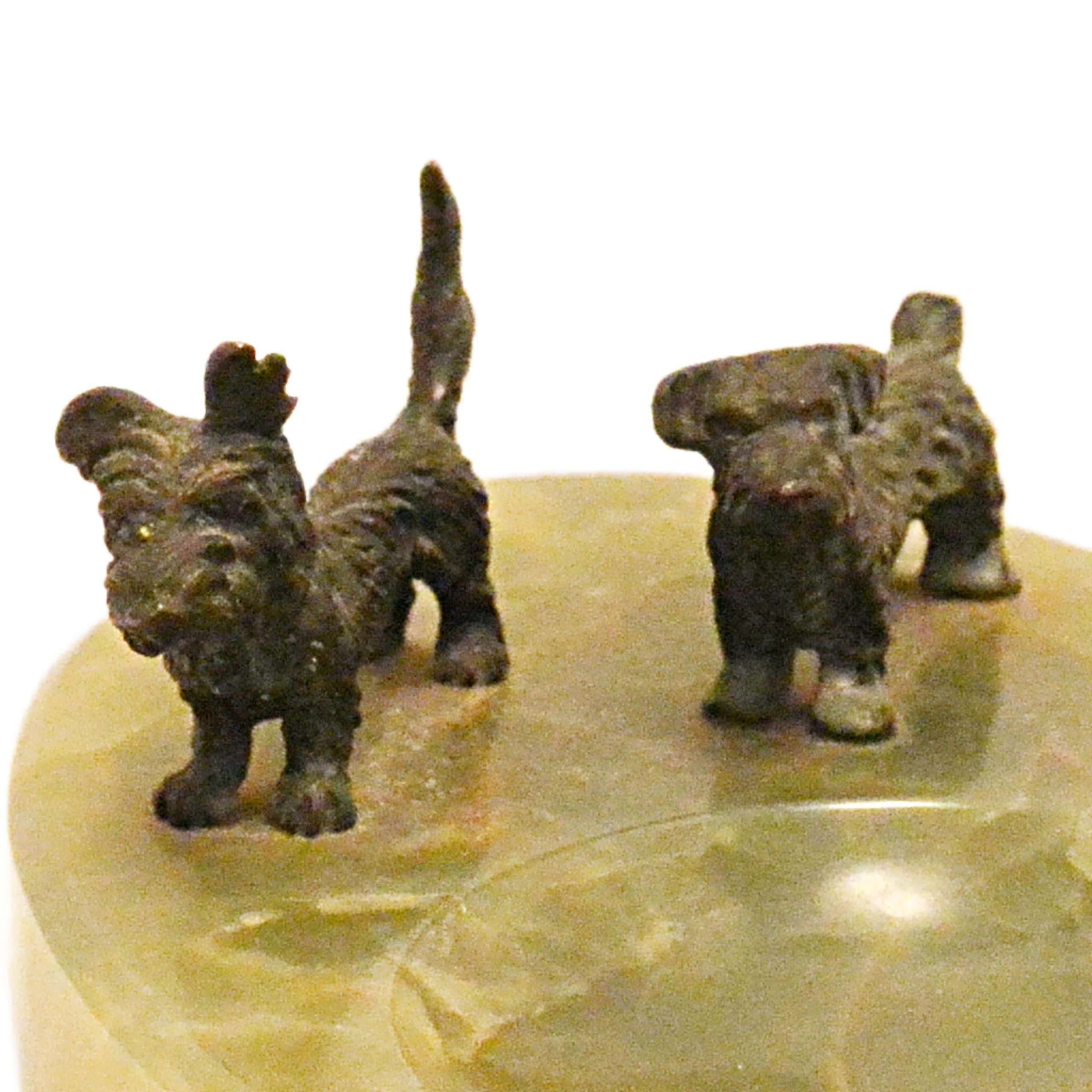 Art Deco Green Onyx & Bronze Double Scottie Tray c. 1930 - Image 3