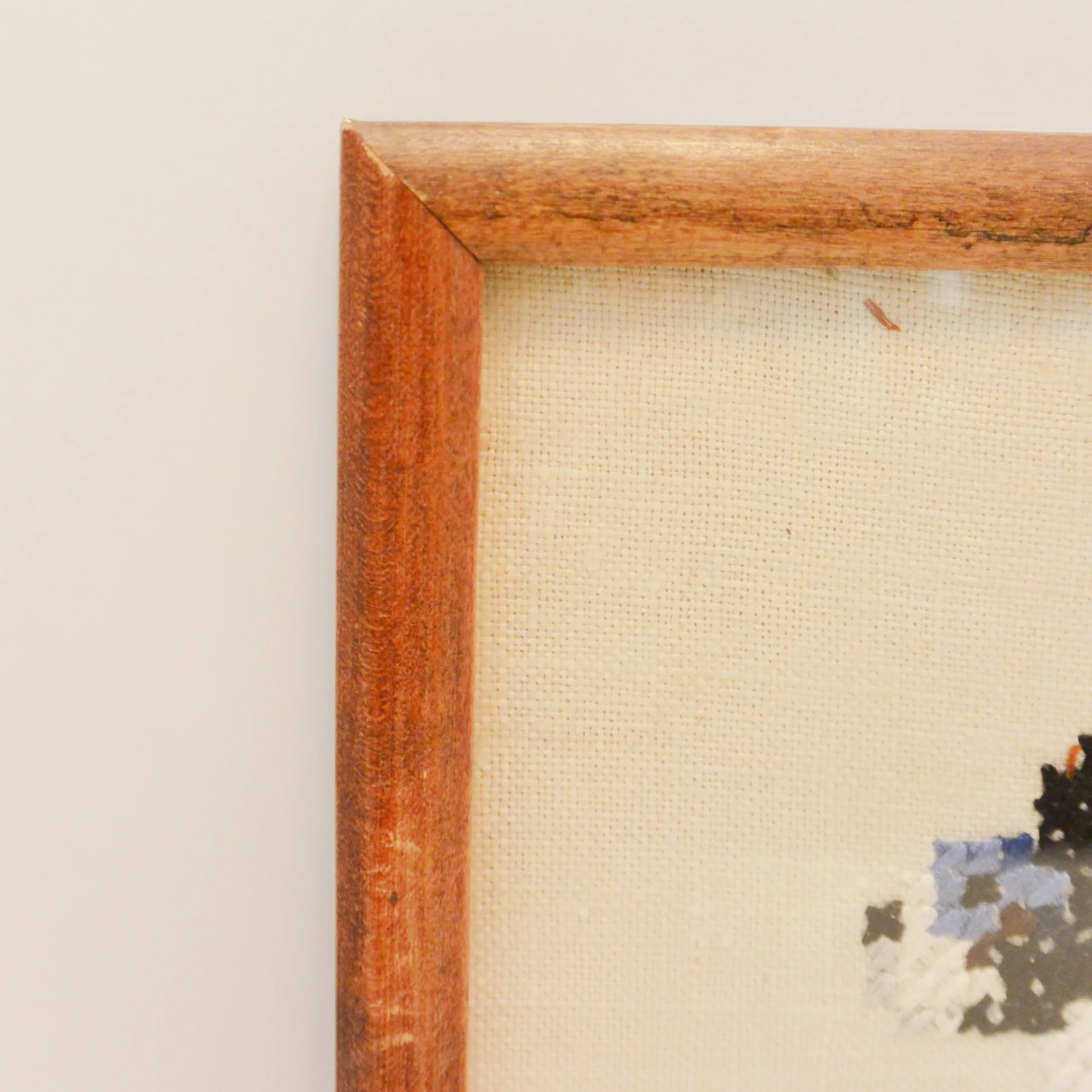 Vintage Hand-Stitched Boston Terrier Dog Portrait in Wood Frame - Image 4