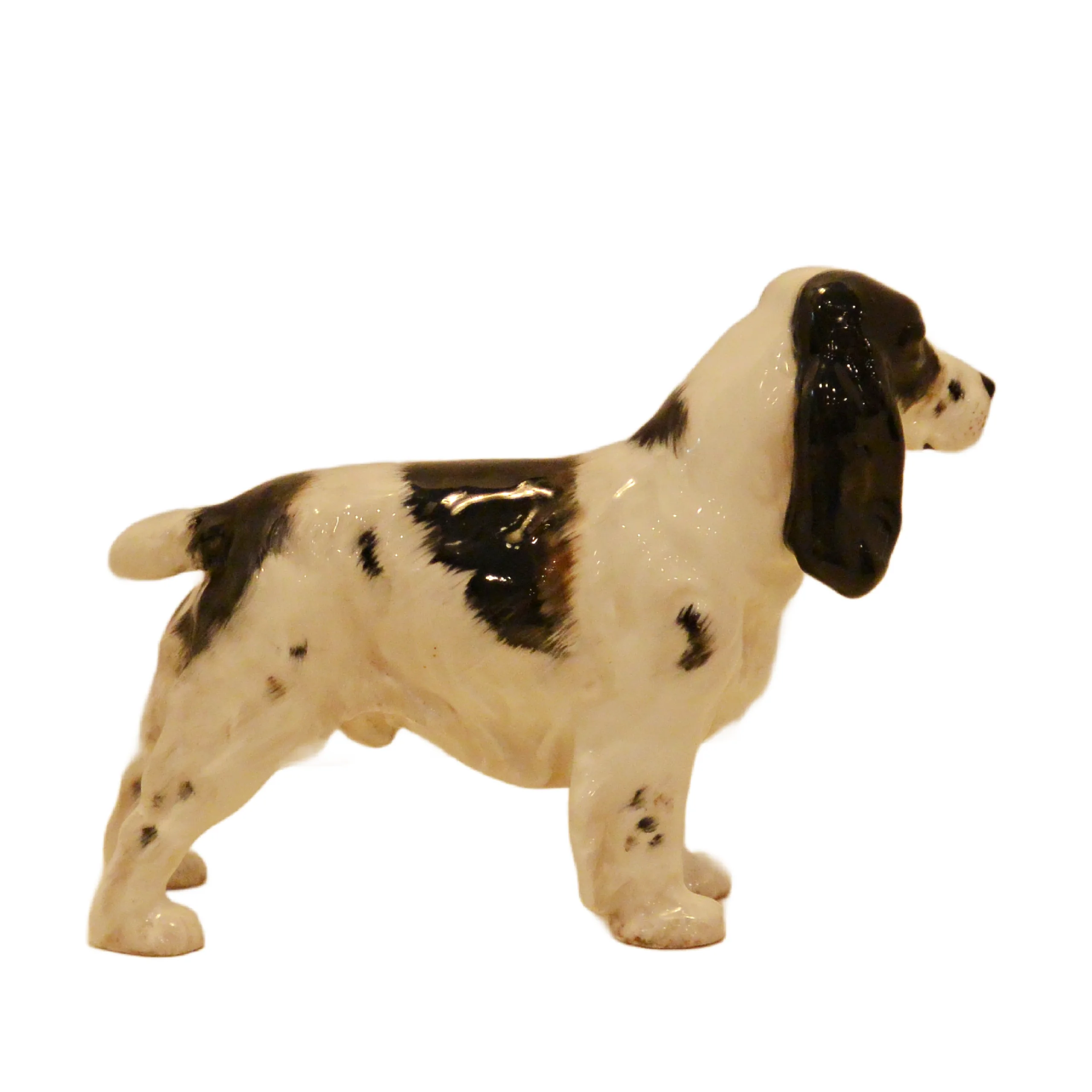 Royal Doulton Cocker Spaniel HN 1078 &ndash; Antique Frederick Daws Design &ndash; Black & White Parti-Color, c. 1930s-40s - Image 6