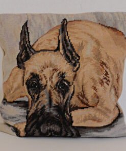 Alternative view of Vintage Great Dane Needlepoint Pillow – Mint Condition