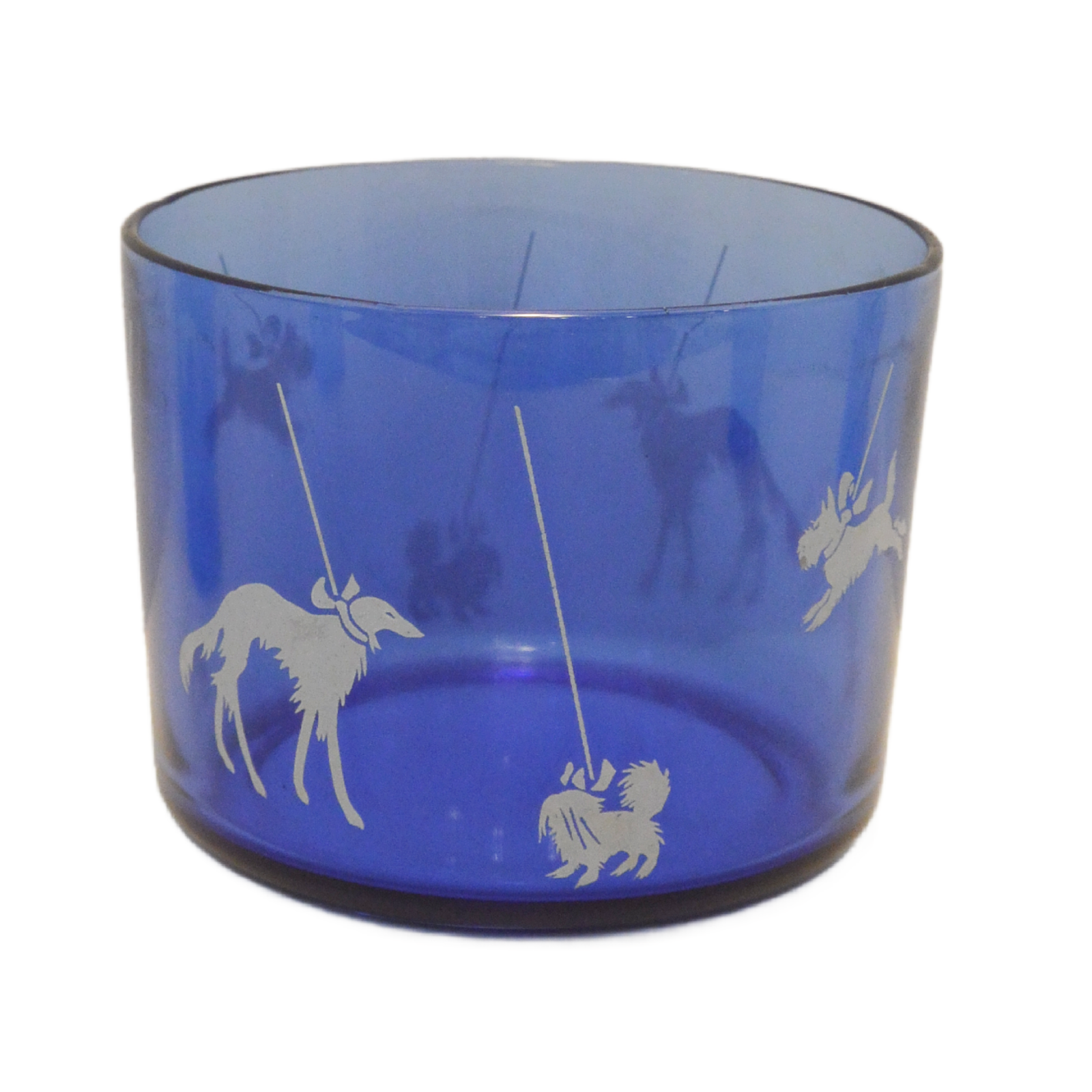 Art Deco Hazel Atlas Cobalt Blue "Dog Show" 5-Piece Barware Set - Image 5