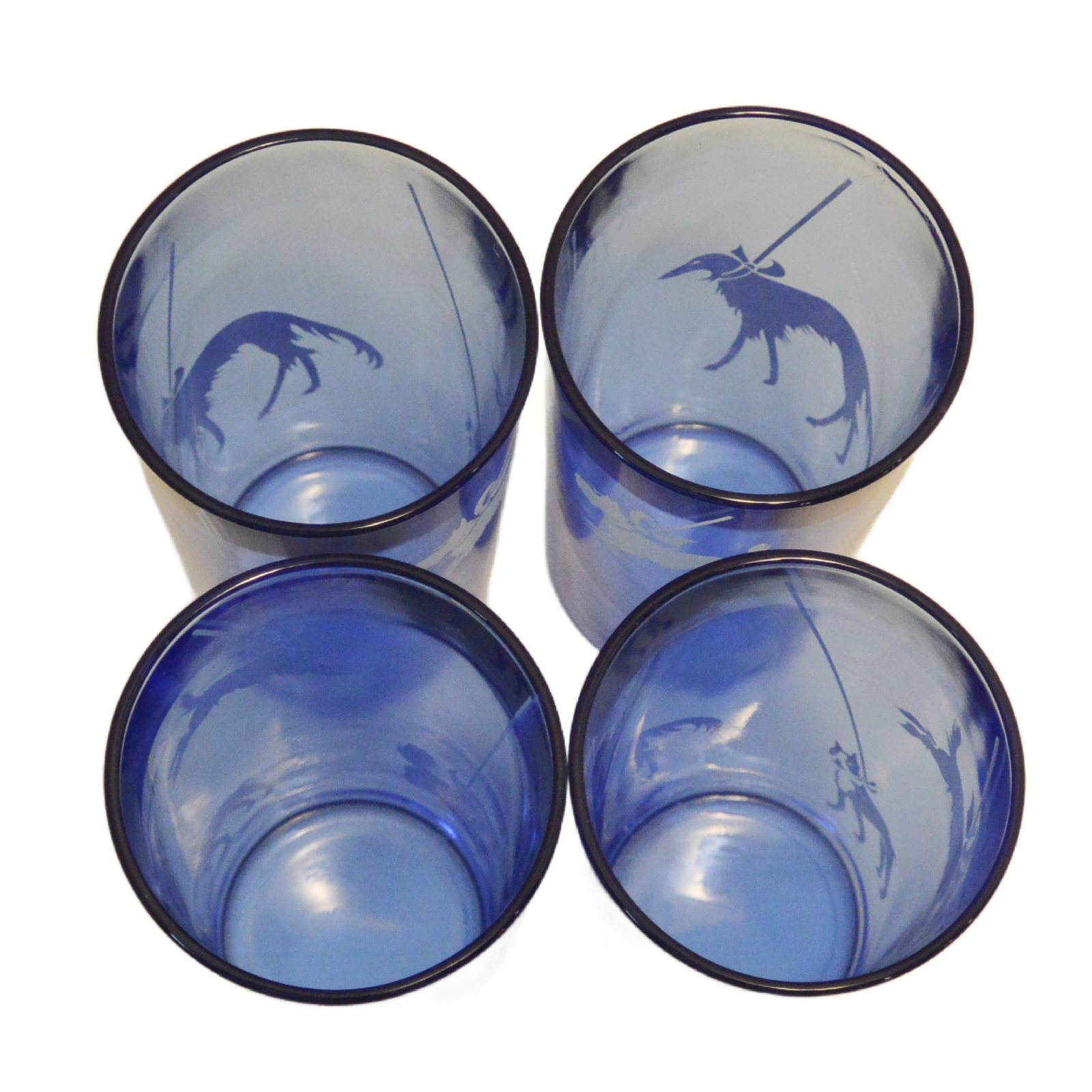 Art Deco Hazel Atlas Cobalt Blue "Dog Show" 5-Piece Barware Set - Image 7