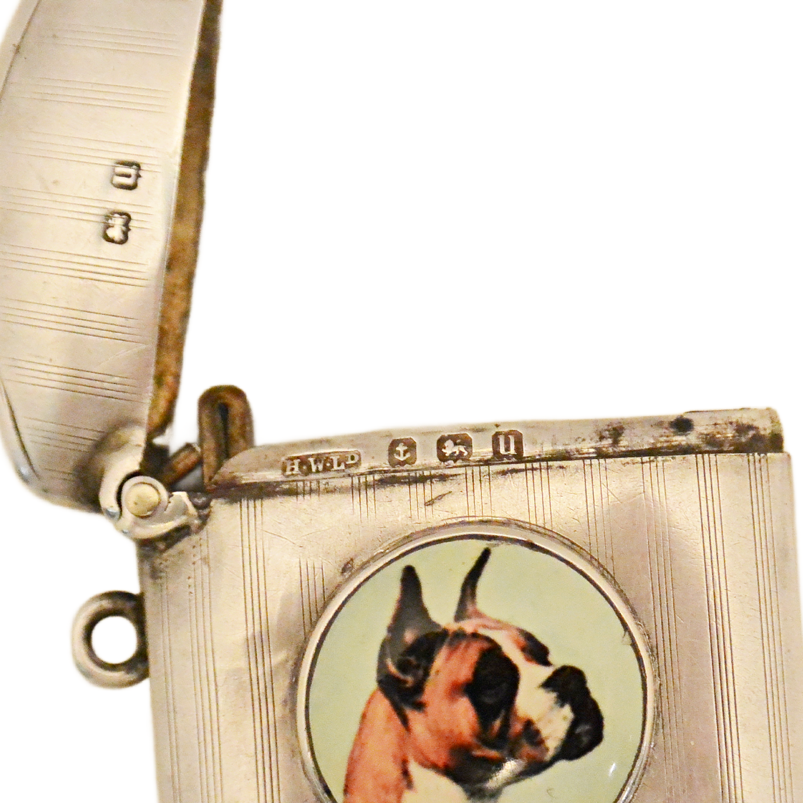 Antique 1919 Sterling Silver & Enamel Boxer Dog Vesta Case – Birmingham – Henry Williamson Ltd. - Image 7