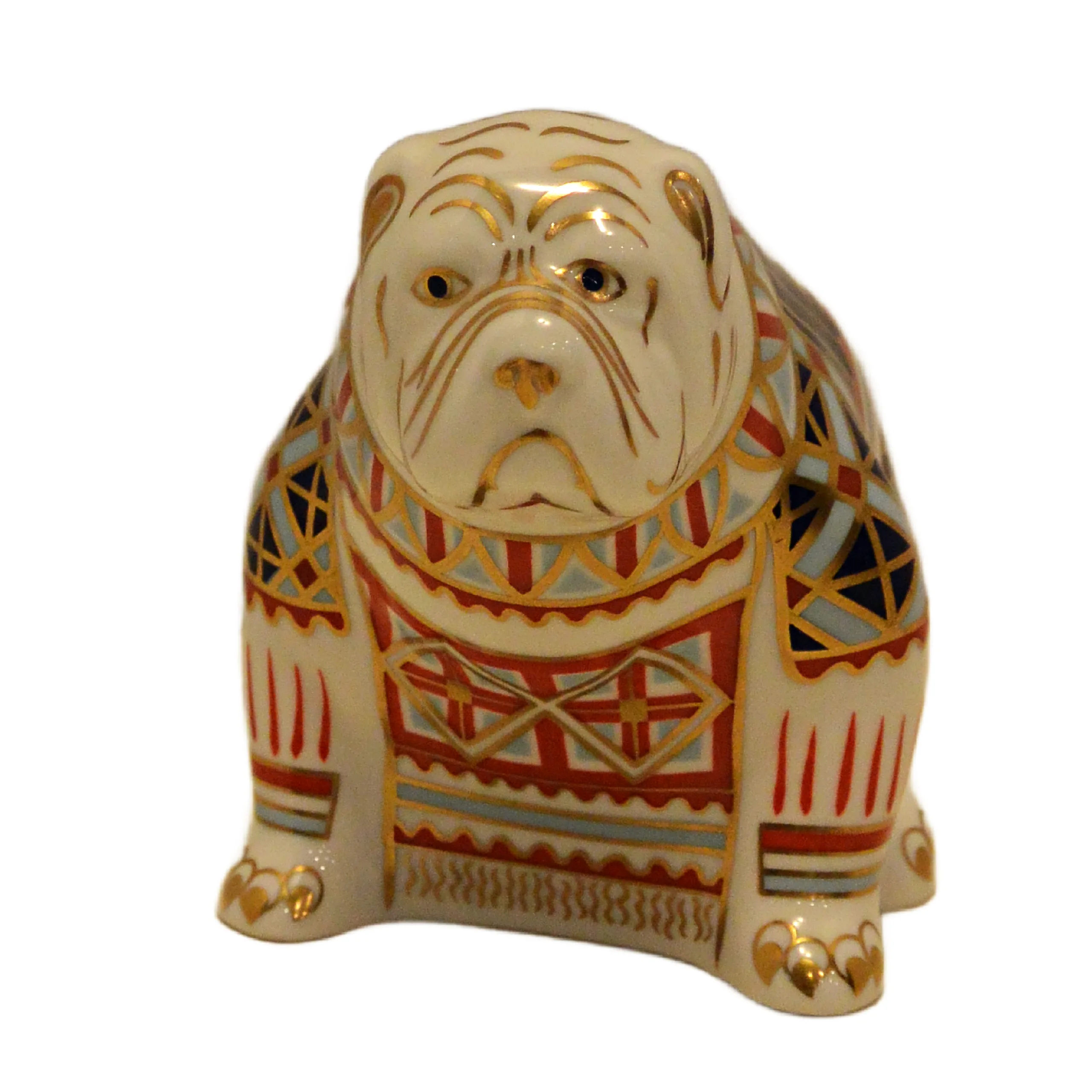 1993 Royal Crown Derby Bulldog Paperweight - Old Imari - Silver Stopper