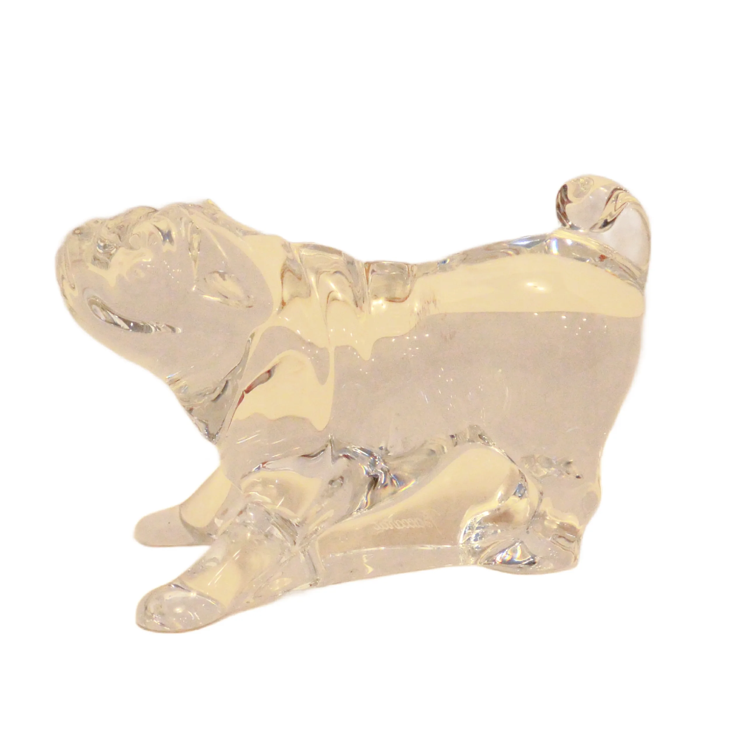 Vintage Signed Baccarat France Crystal Pug Dog Figurine &ndash; Playful Crouching Pose - Image 5